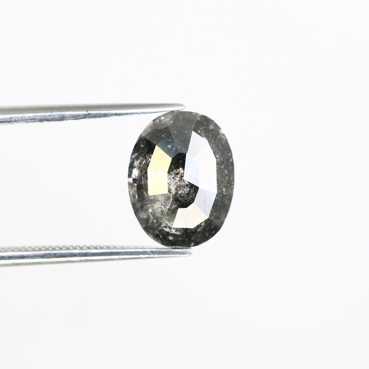 3.49 CT Salt And Pepper Oval Shape 10.40 MM Diamond For Statement Ring - JayKrishna Diamond