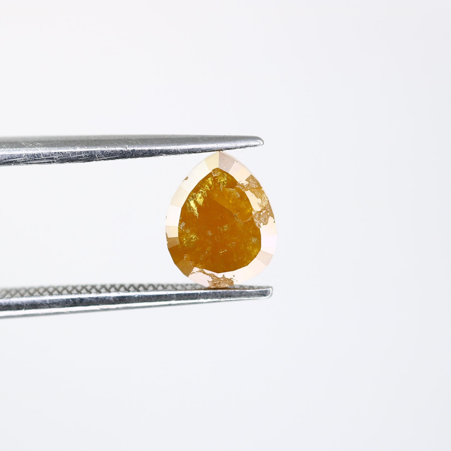 1.45 Carat Pear Shaped Diamond Ring Natural Loose Rustic Yellow Diamond - JayKrishna Diamond