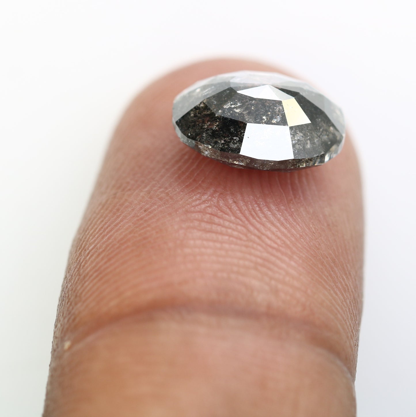 3.49 CT Salt And Pepper Oval Shape 10.40 MM Diamond For Statement Ring - JayKrishna Diamond