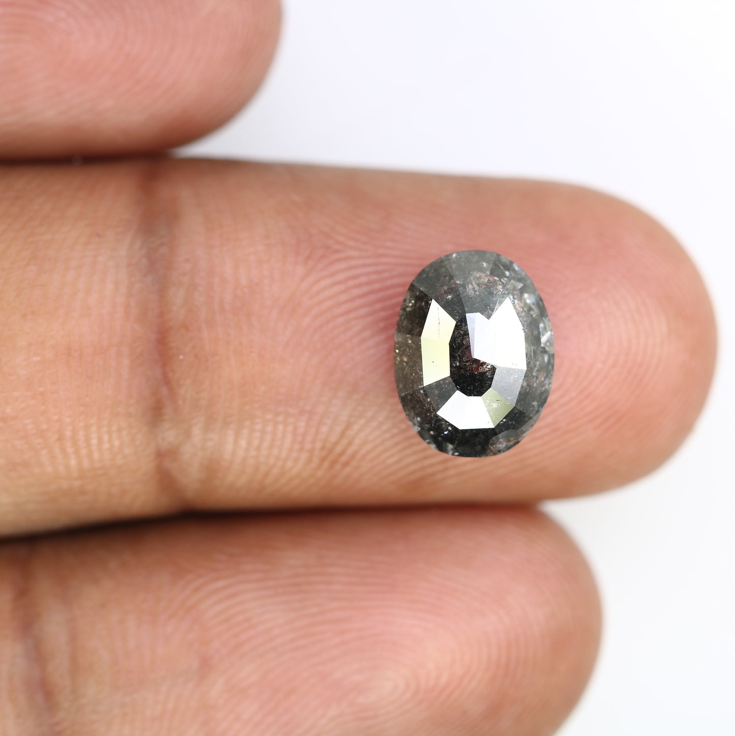 3.49 CT Salt And Pepper Oval Shape 10.40 MM Diamond For Statement Ring - JayKrishna Diamond