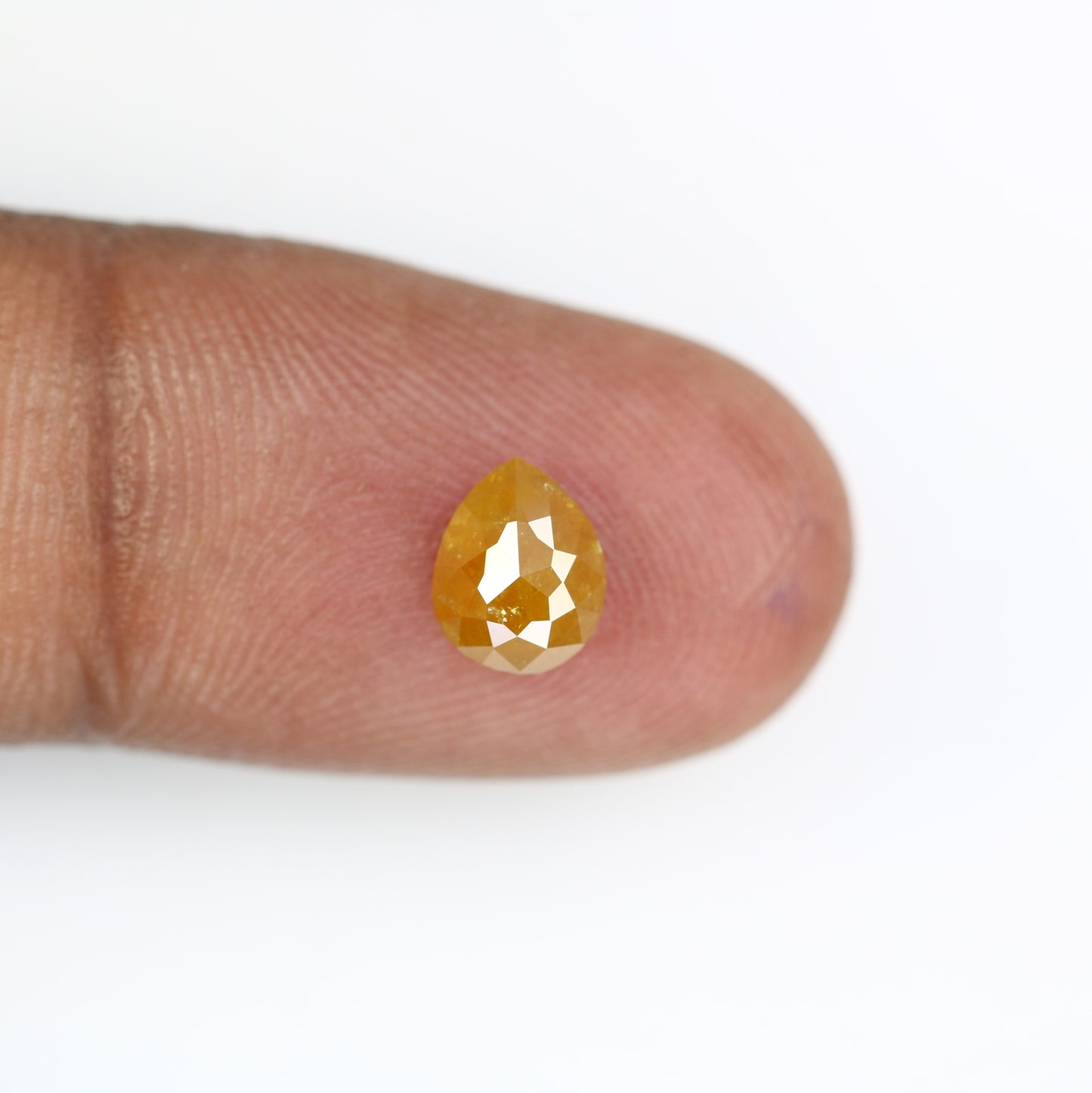1.45 Carat Pear Shaped Diamond Ring Natural Loose Rustic Yellow Diamond - JayKrishna Diamond