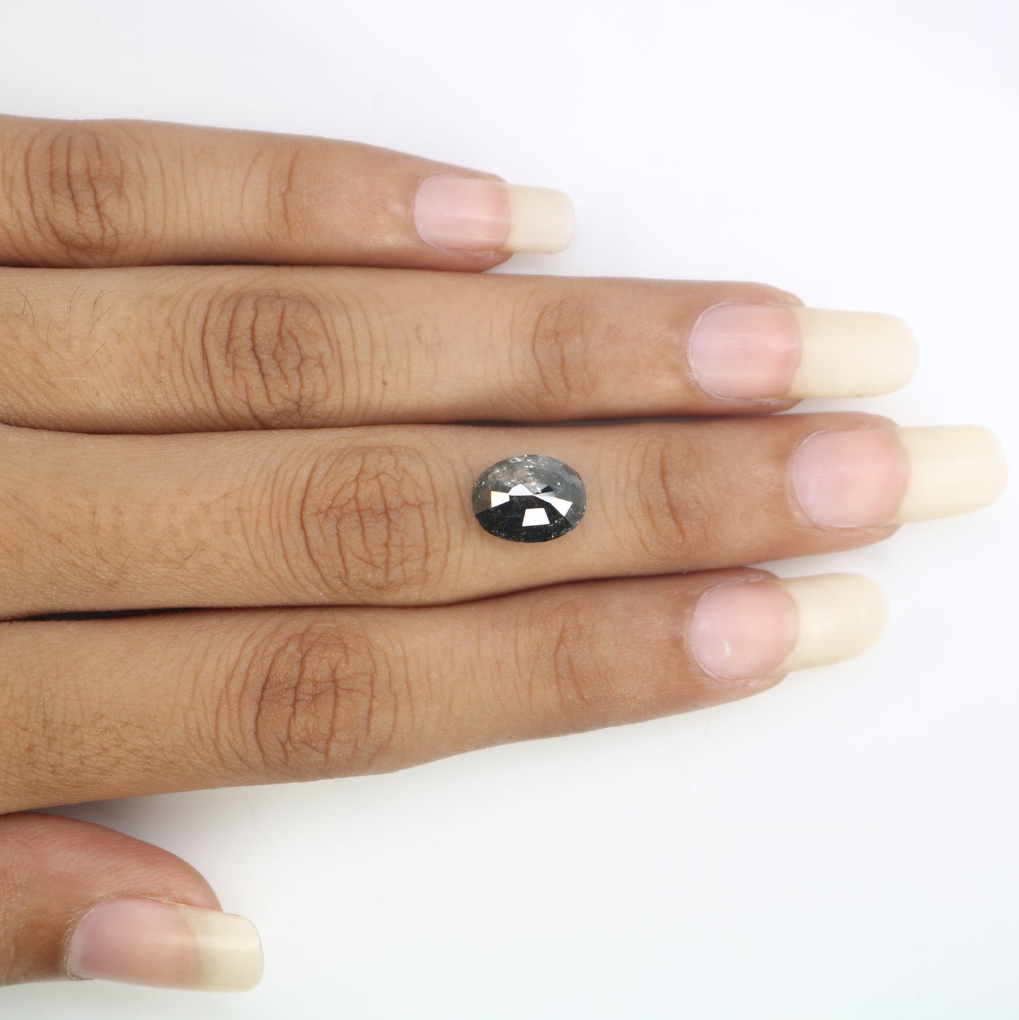 3.49 CT Salt And Pepper Oval Shape 10.40 MM Diamond For Statement Ring - JayKrishna Diamond