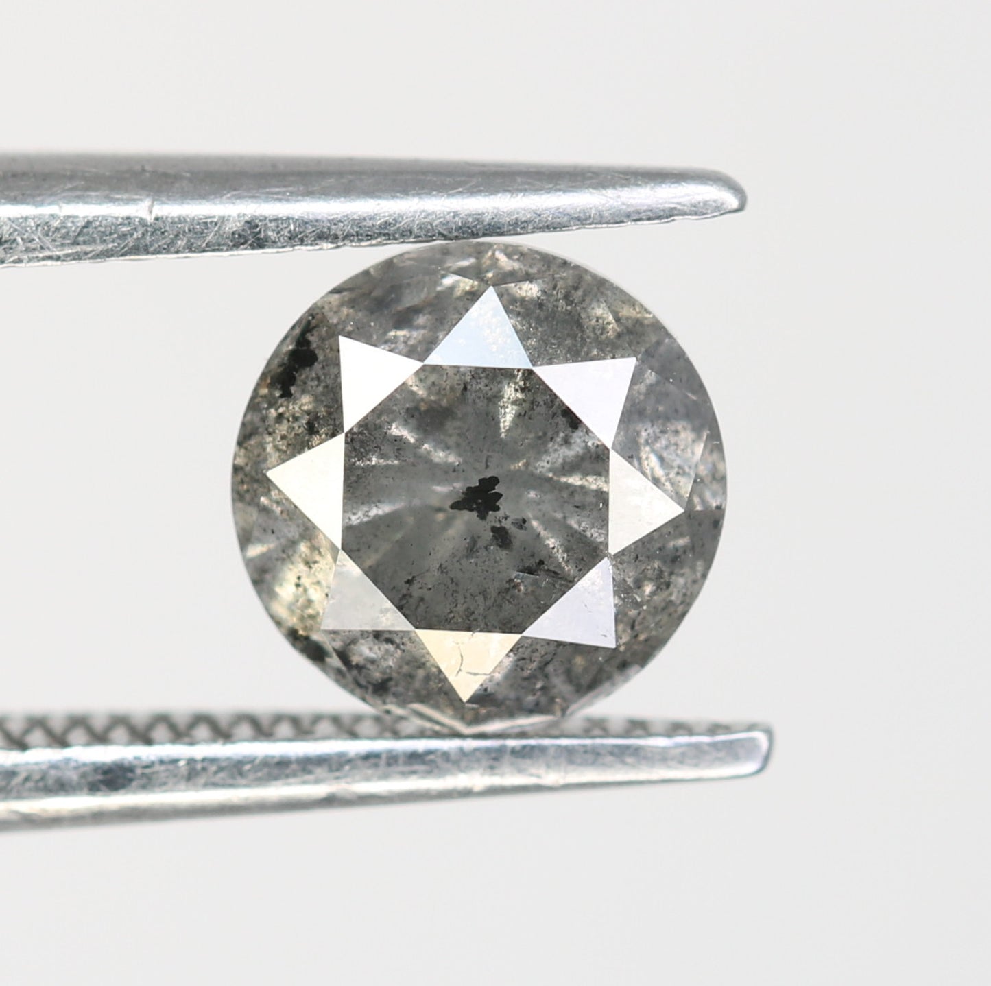 1.09 Carat Salt And Pepper Loose Round Brilliant Cut Diamond For Engagement Ring - JayKrishna Diamond