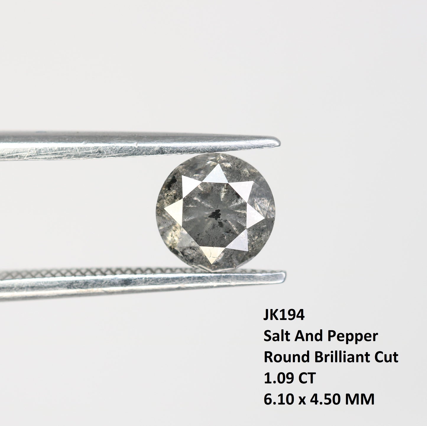 1.09 Carat Salt And Pepper Loose Round Brilliant Cut Diamond For Engagement Ring - JayKrishna Diamond