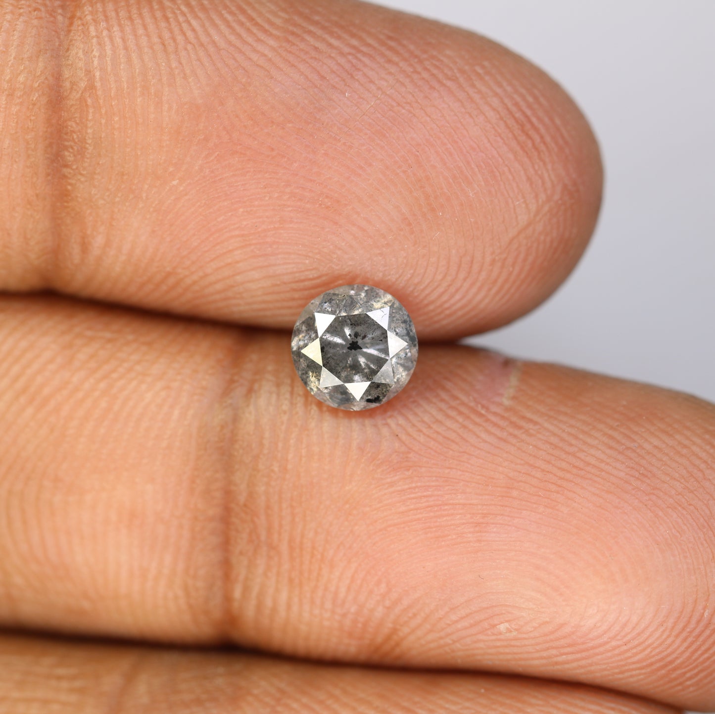 1.09 Carat Salt And Pepper Loose Round Brilliant Cut Diamond For Engagement Ring - JayKrishna Diamond