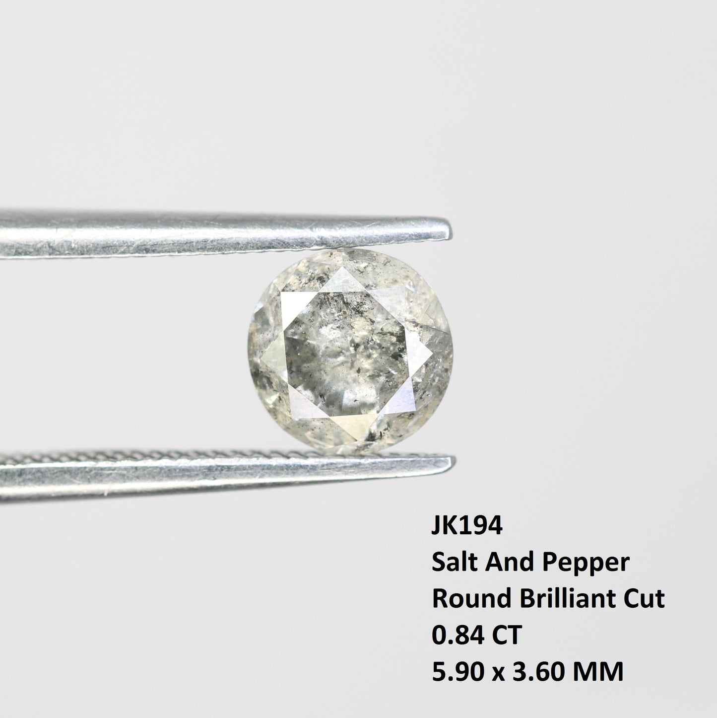 0.84 Carat Salt And Pepper Loose Round Brilliant Cut Diamond For Wedding Ring - JayKrishna Diamond