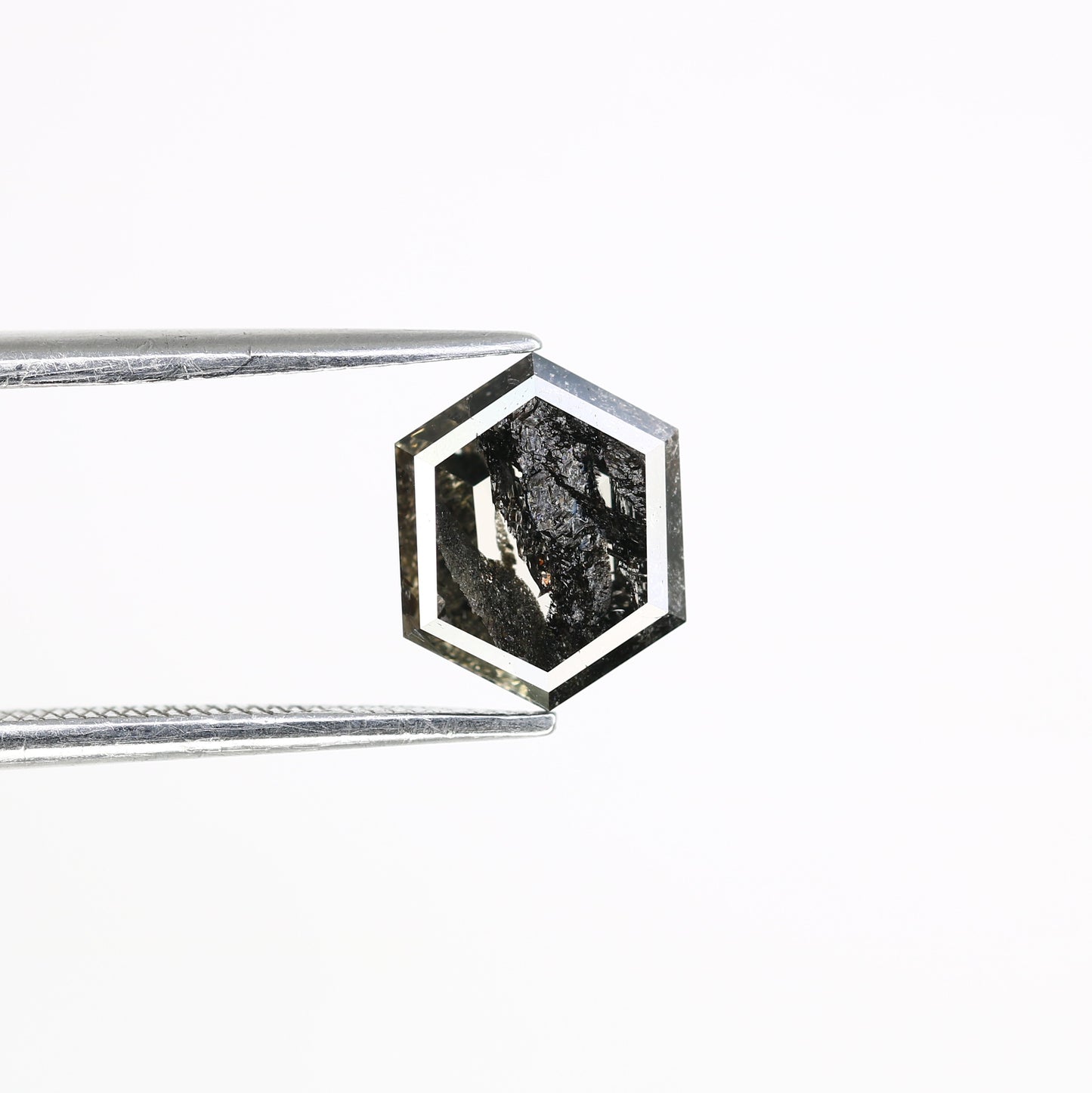 2.10 Carat Hexagon Shape 9.00 MM Salt And Pepper Loose Diamond For Wedding Ring - JayKrishna Diamond