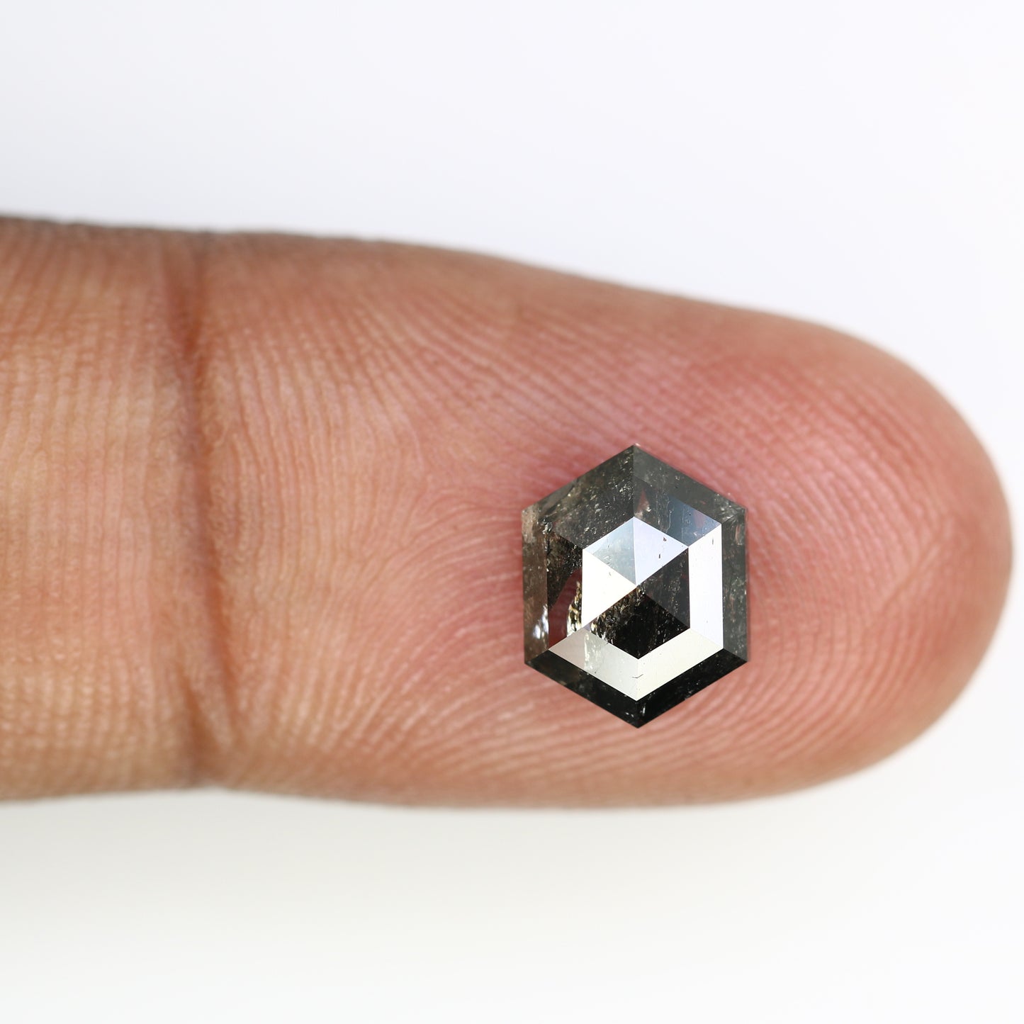 2.10 Carat Hexagon Shape 9.00 MM Salt And Pepper Loose Diamond For Wedding Ring - JayKrishna Diamond