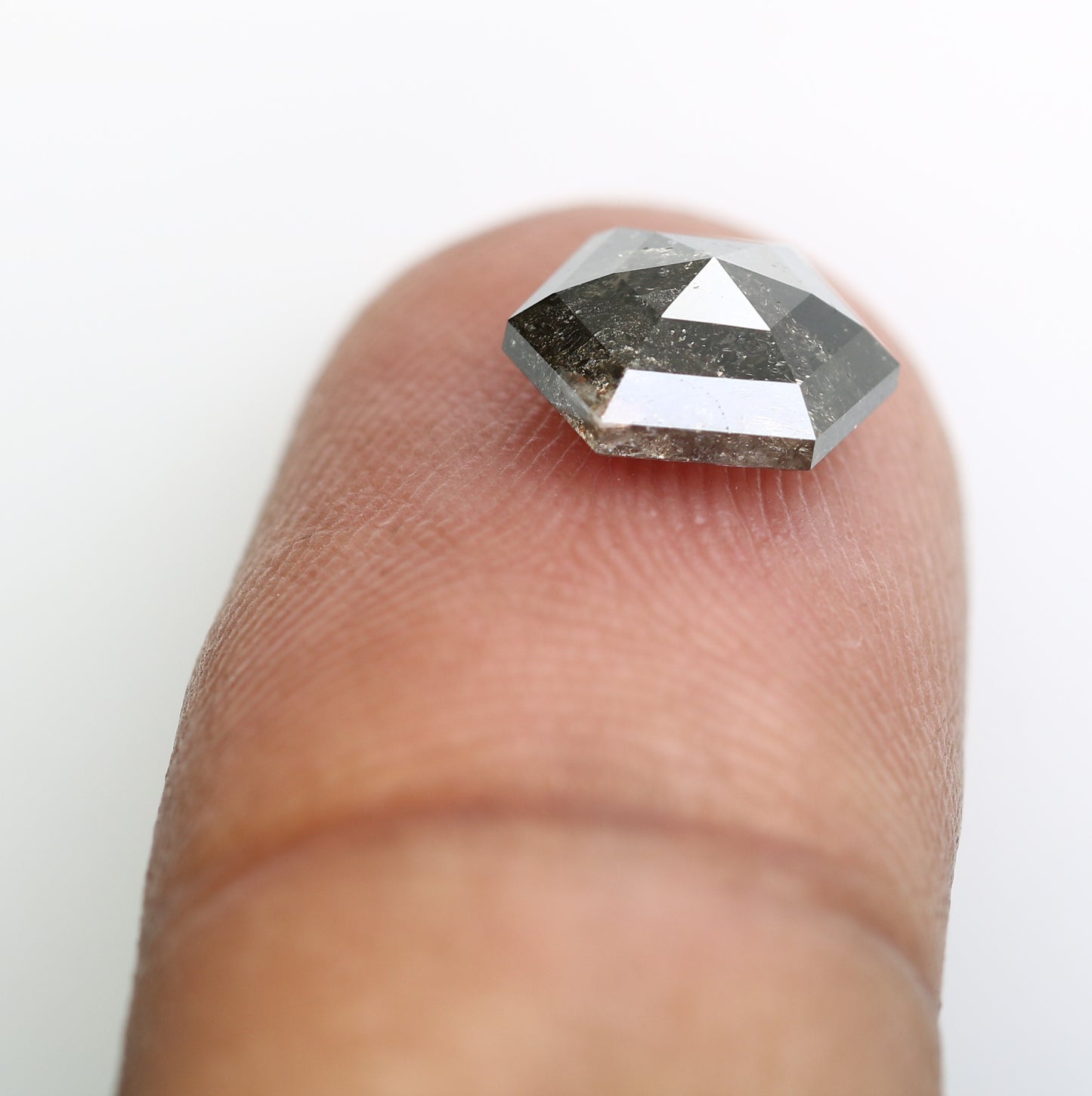 2.10 Carat Hexagon Shape 9.00 MM Salt And Pepper Loose Diamond For Wedding Ring - JayKrishna Diamond