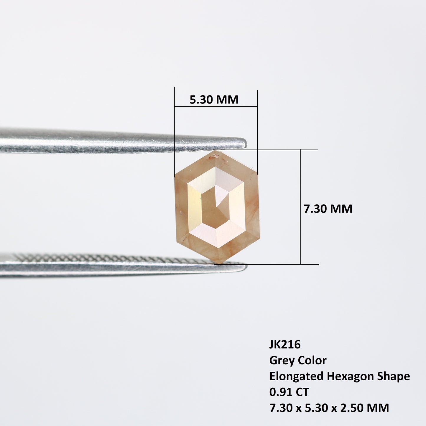 0.91 Carat Elongated Hexagon Shaped Natural Grey Diamond Ring - JayKrishna Diamond