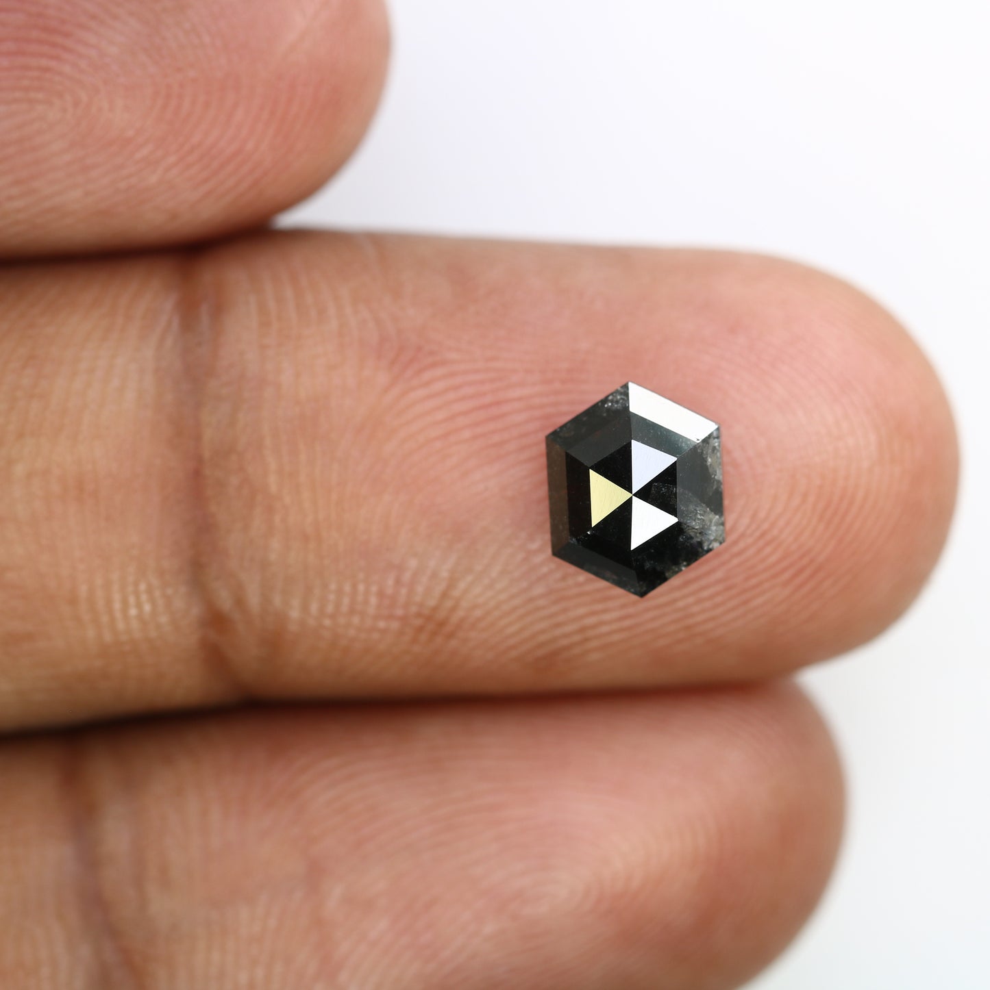 1.78 CT Salt And Pepper 8.20 MM Hexagon Shape Loose Diamond For Wedding Ring - JayKrishna Diamond