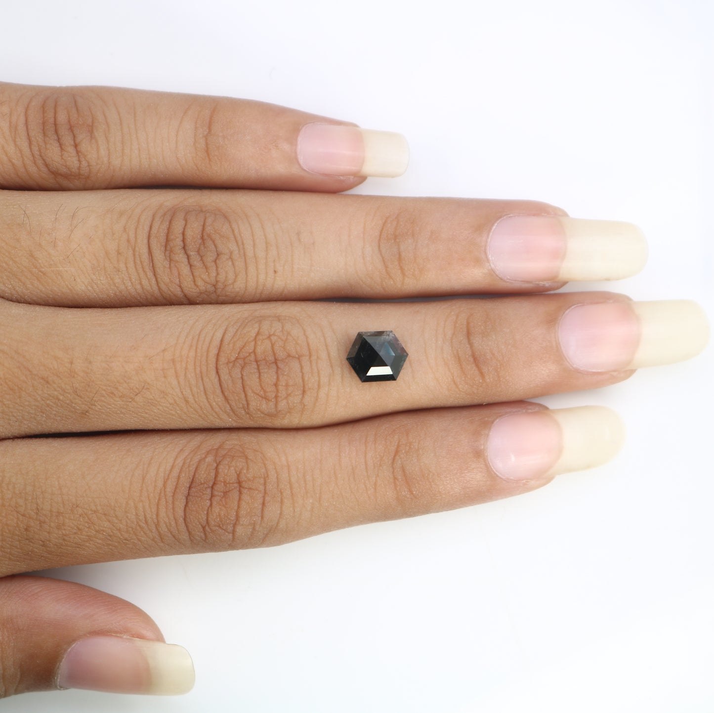 1.78 CT Salt And Pepper 8.20 MM Hexagon Shape Loose Diamond For Wedding Ring - JayKrishna Diamond