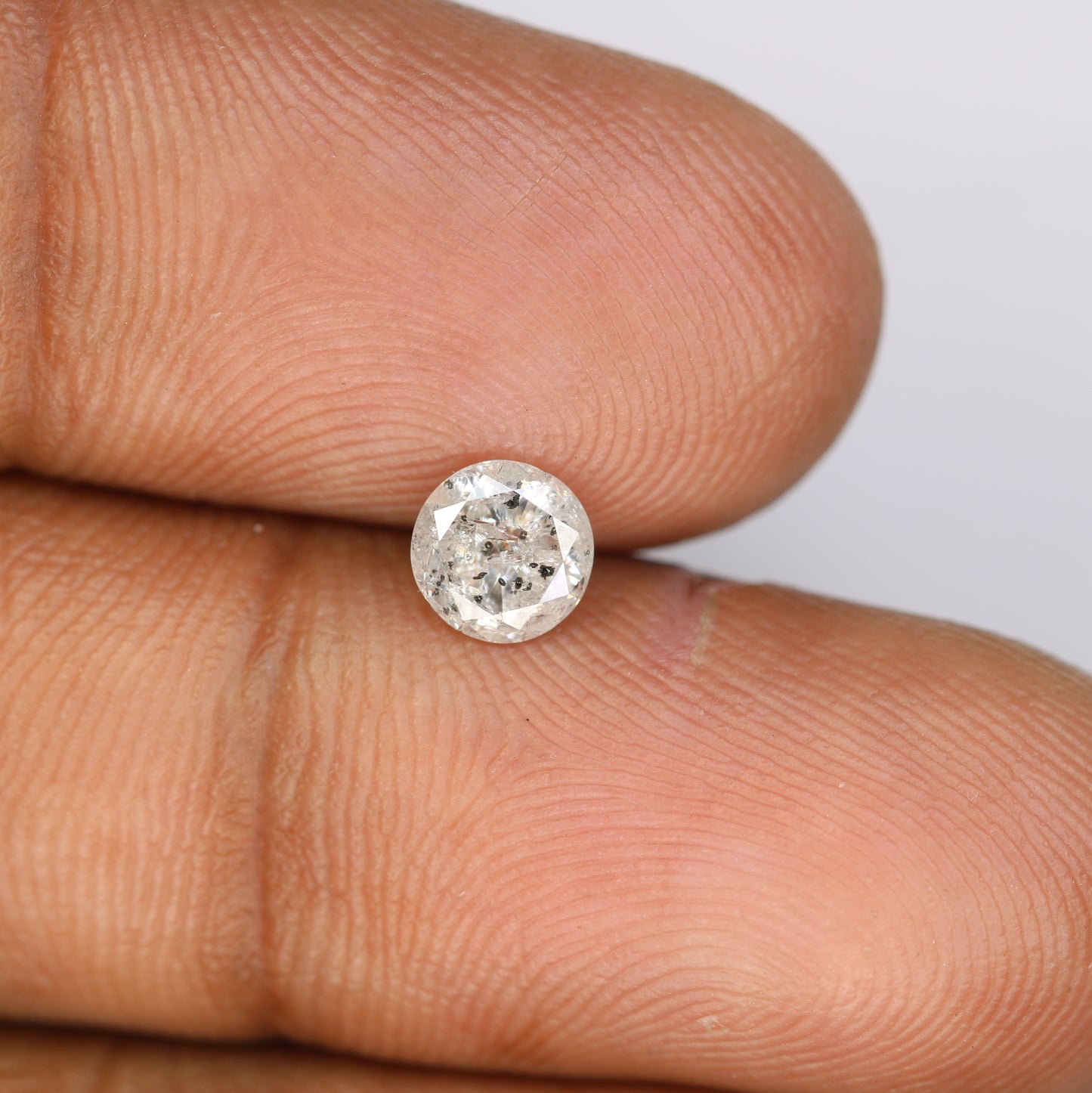 0.76 Carat Salt And Pepper Loose Round Brilliant Cut Diamond For Engagement Ring - JayKrishna Diamond