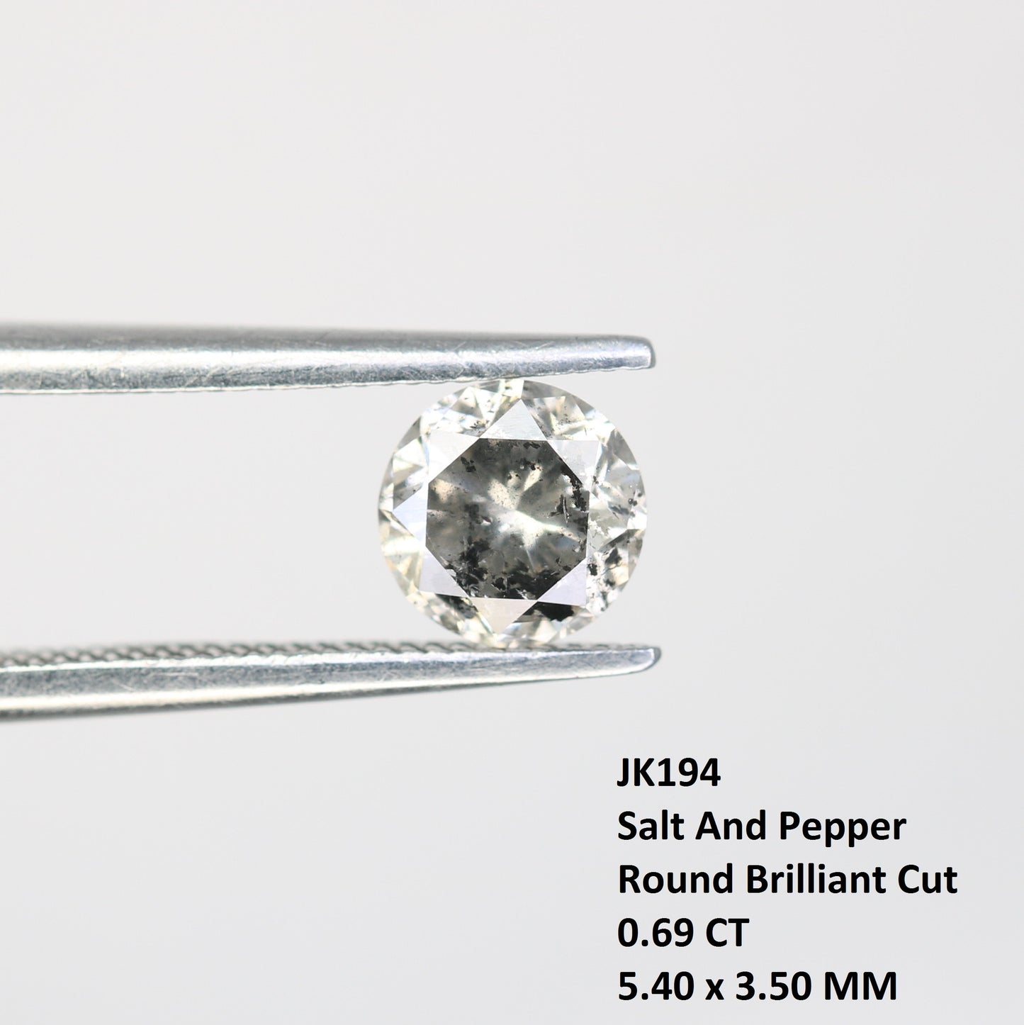 0.69 Carat Loose Round Brilliant Cut salt And Pepper Diamond For Galaxy Ring - JayKrishna Diamond