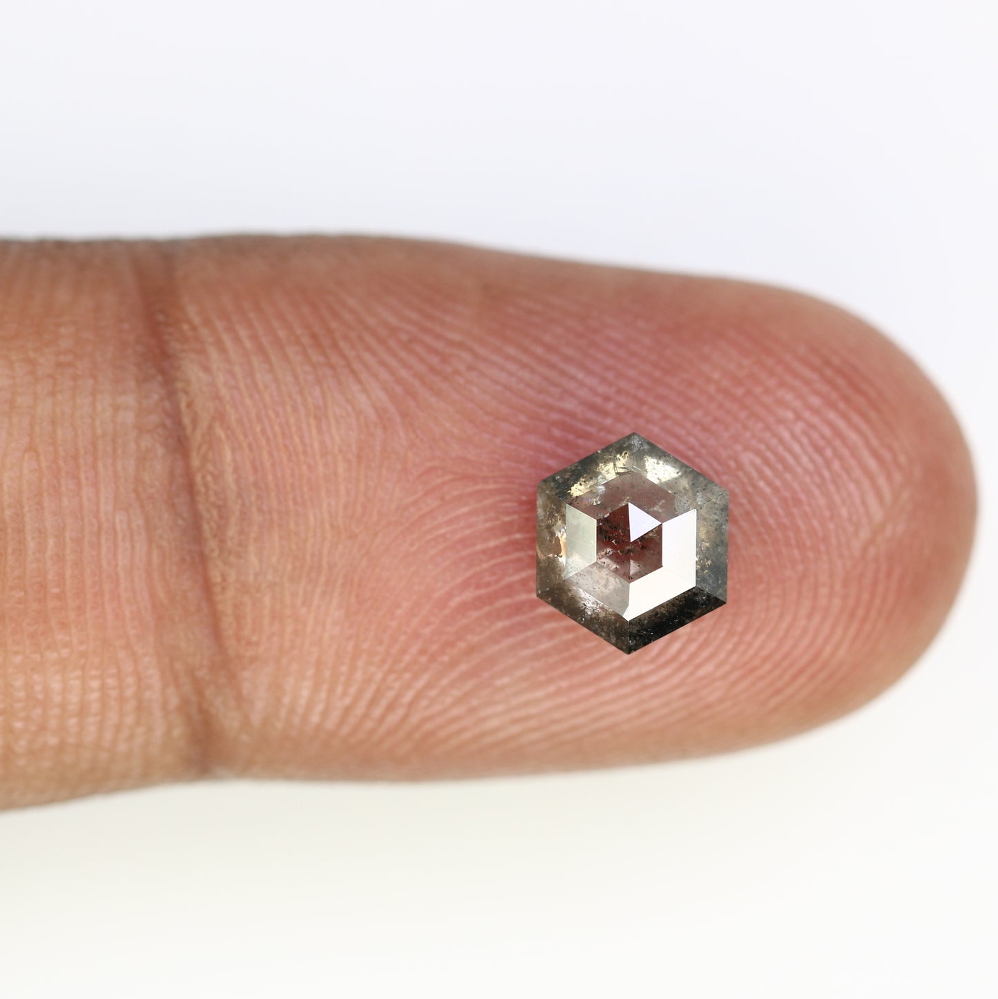 1.46 CT 7.30 MM Hexagon Shape Loose Salt And Pepper Diamond For Wedding Ring - JayKrishna Diamond
