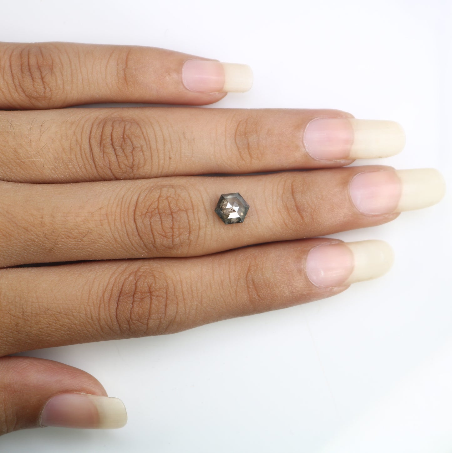 1.46 CT 7.30 MM Hexagon Shape Loose Salt And Pepper Diamond For Wedding Ring - JayKrishna Diamond