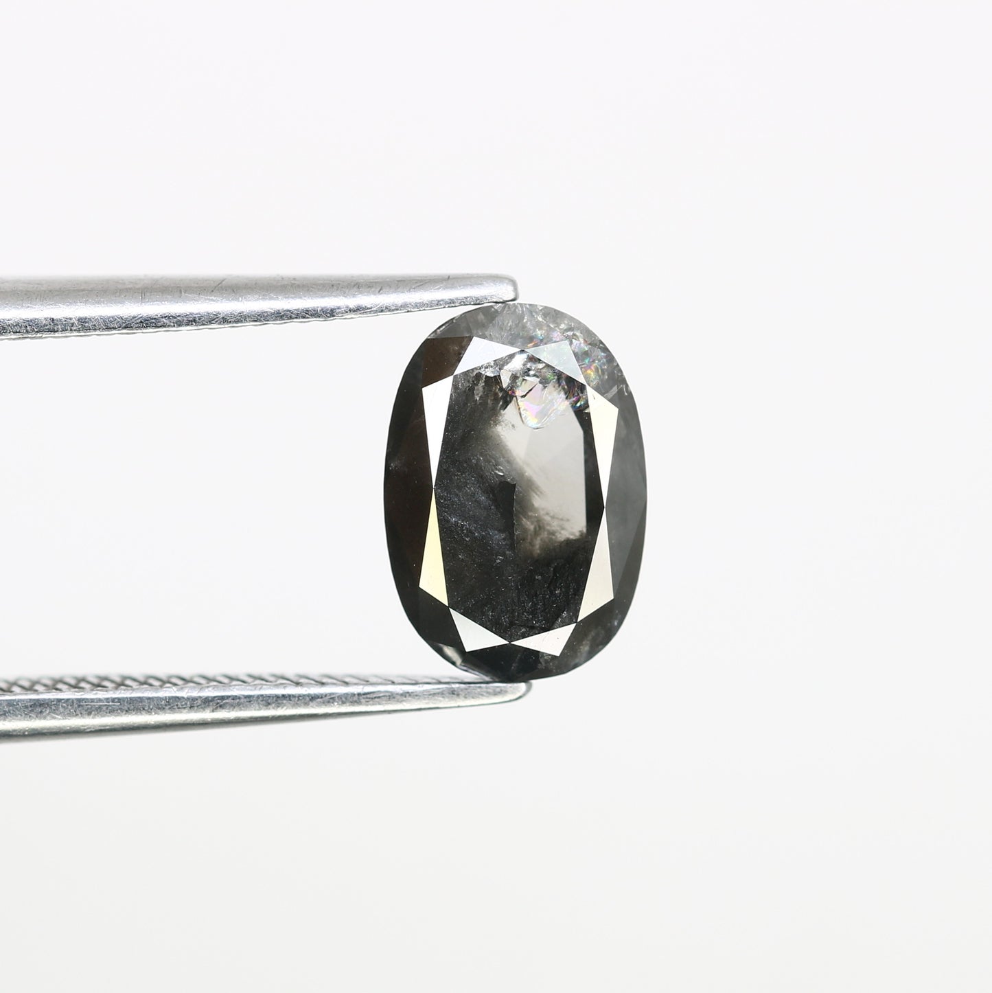 1.55 CT Oval Shape 8.50 MM Salt And Pepper Diamond For Statement Ring - JayKrishna Diamond
