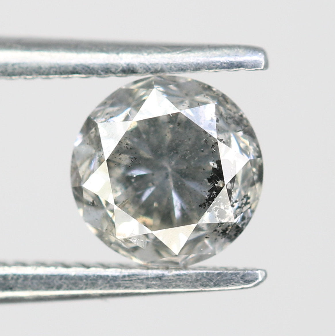 0.67 Carat Salt and Pepper Round Brilliant Cut Loose Diamond for Wedding Ring - Unique Gemstone for Custom Bridal Jewelry Designs - JayKrishna Diamond