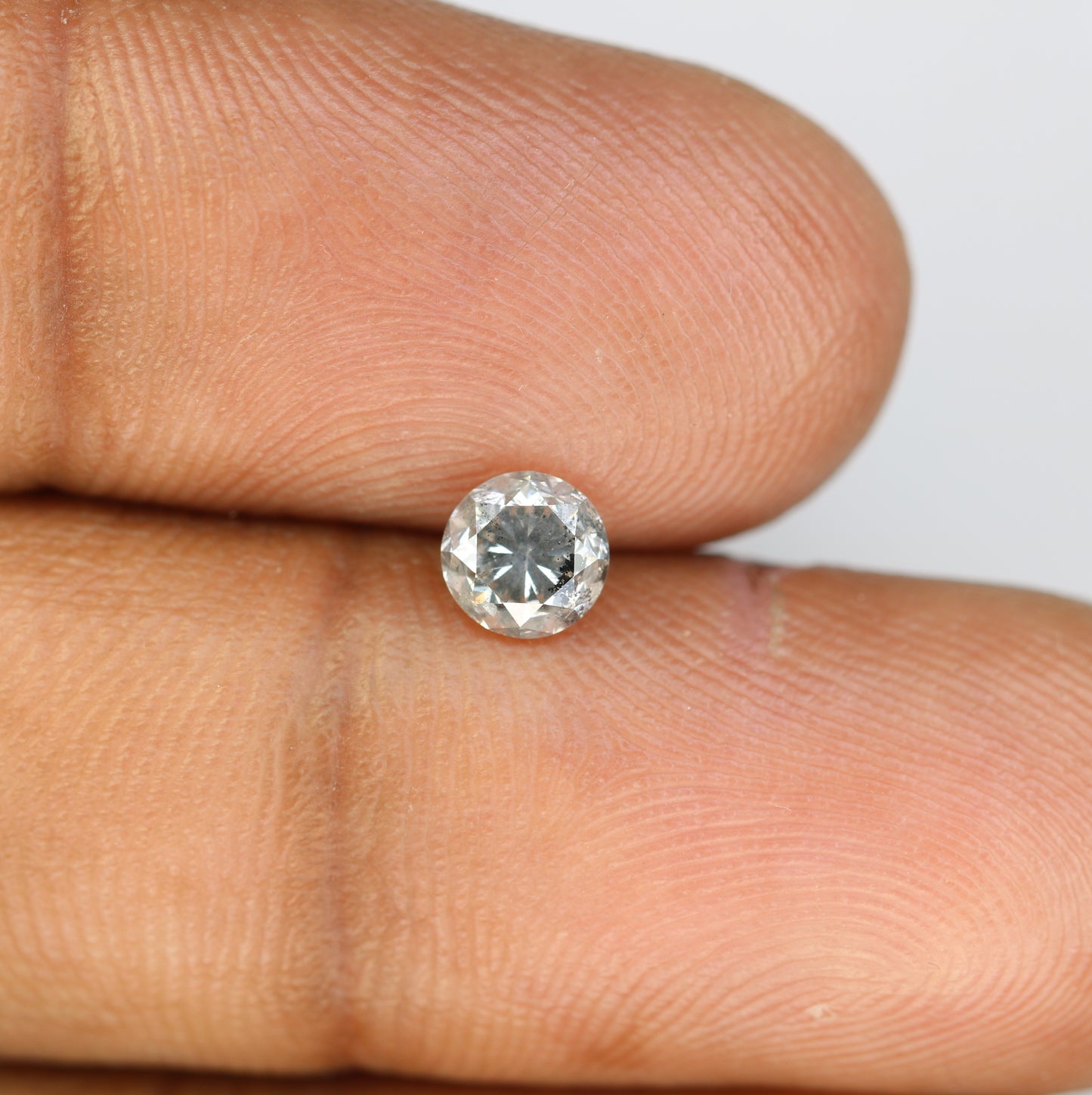 0.67 Carat Salt and Pepper Round Brilliant Cut Loose Diamond for Wedding Ring - Unique Gemstone for Custom Bridal Jewelry Designs - JayKrishna Diamond