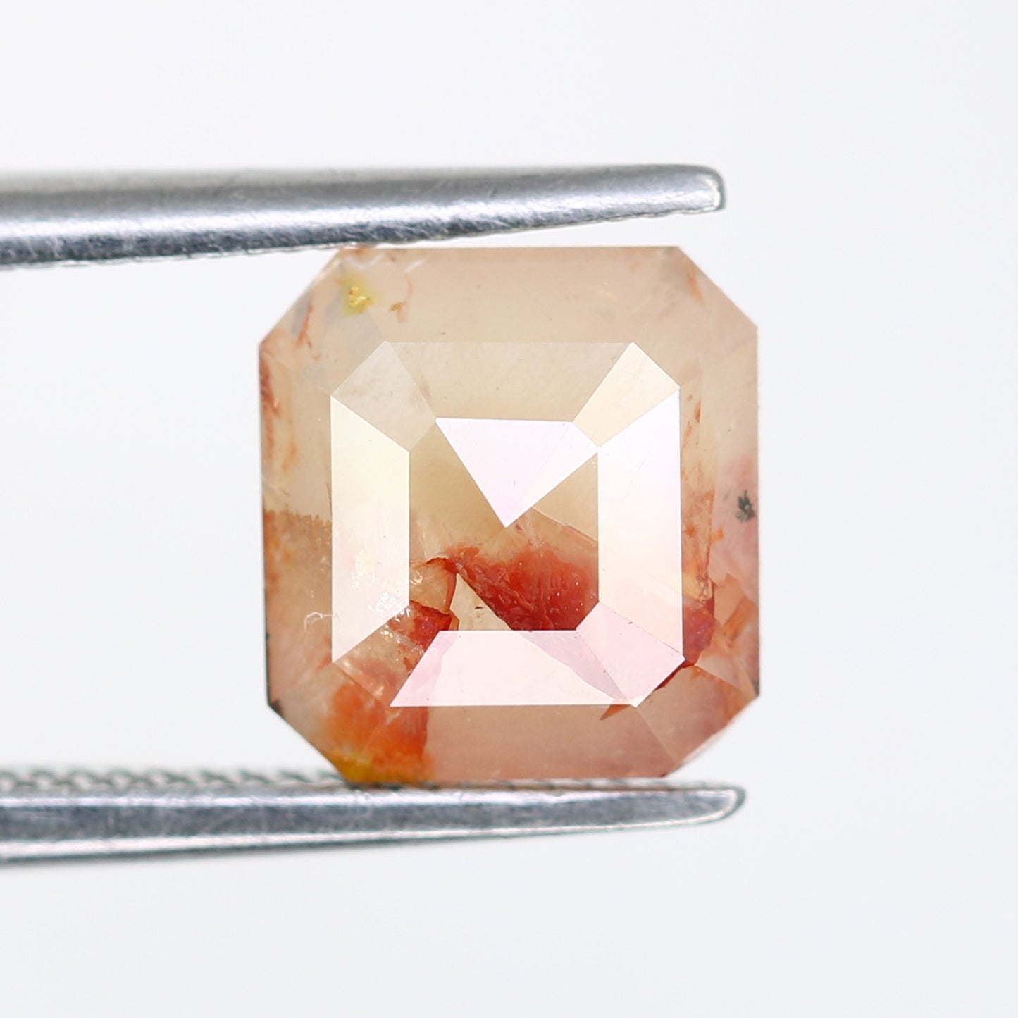 1.35 CT 7.30 MM Asscher Shape Fancy Peach Diamond For Wedding Ring - JayKrishna Diamond