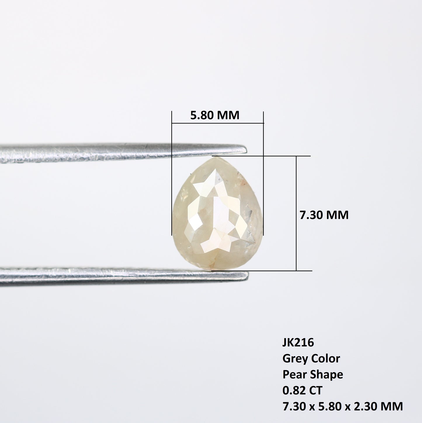 0.82 CT 7.30 MM Pear Shape Grey Diamond For Engagement Ring - JayKrishna Diamond