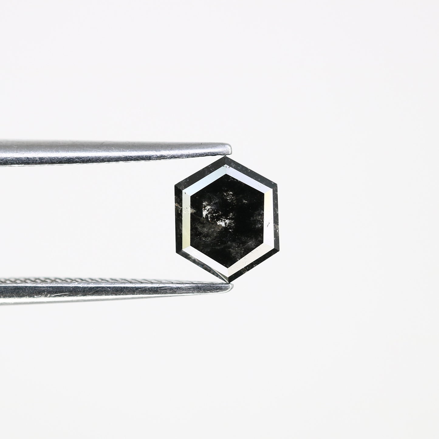 0.99 CT Salt And Pepper 6.60 MM Hexagon Shape Loose Diamond For Wedding Ring - JayKrishna Diamond