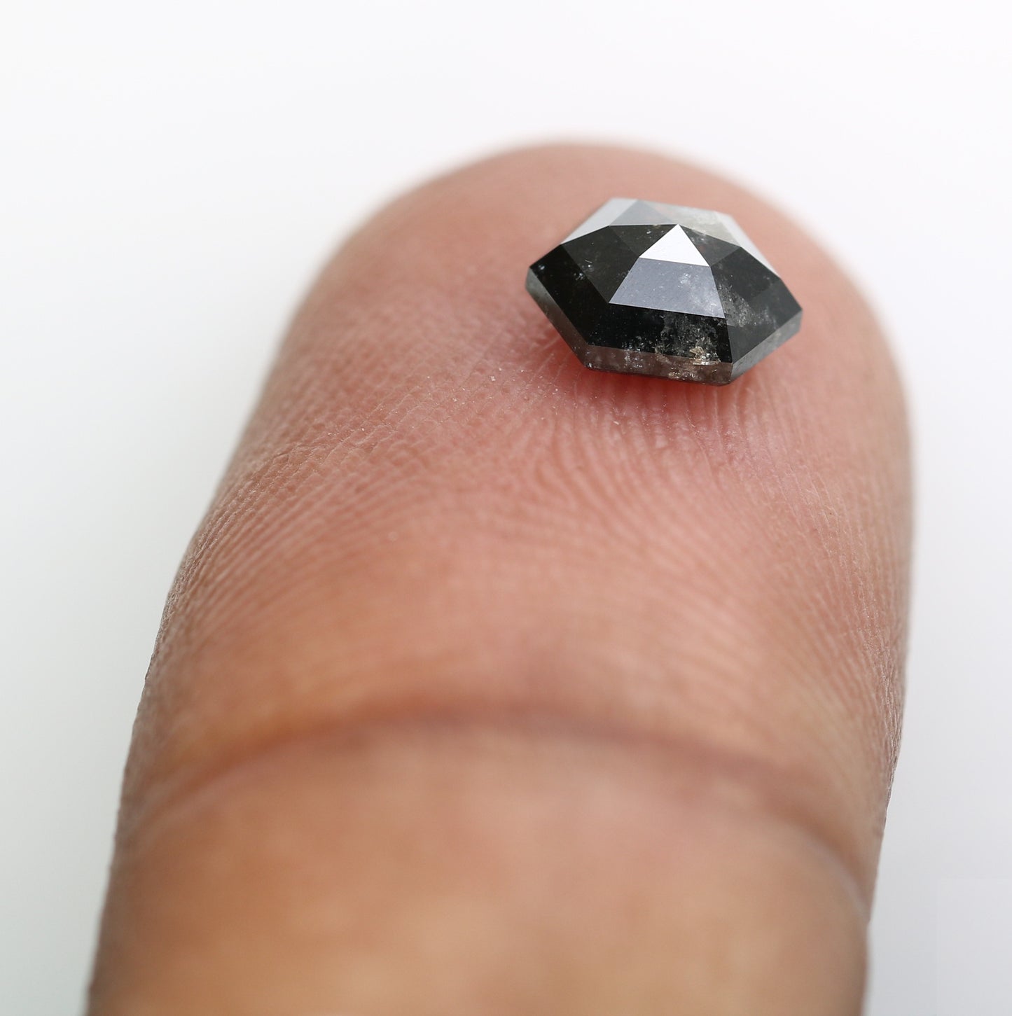 0.99 CT Salt And Pepper 6.60 MM Hexagon Shape Loose Diamond For Wedding Ring - JayKrishna Diamond