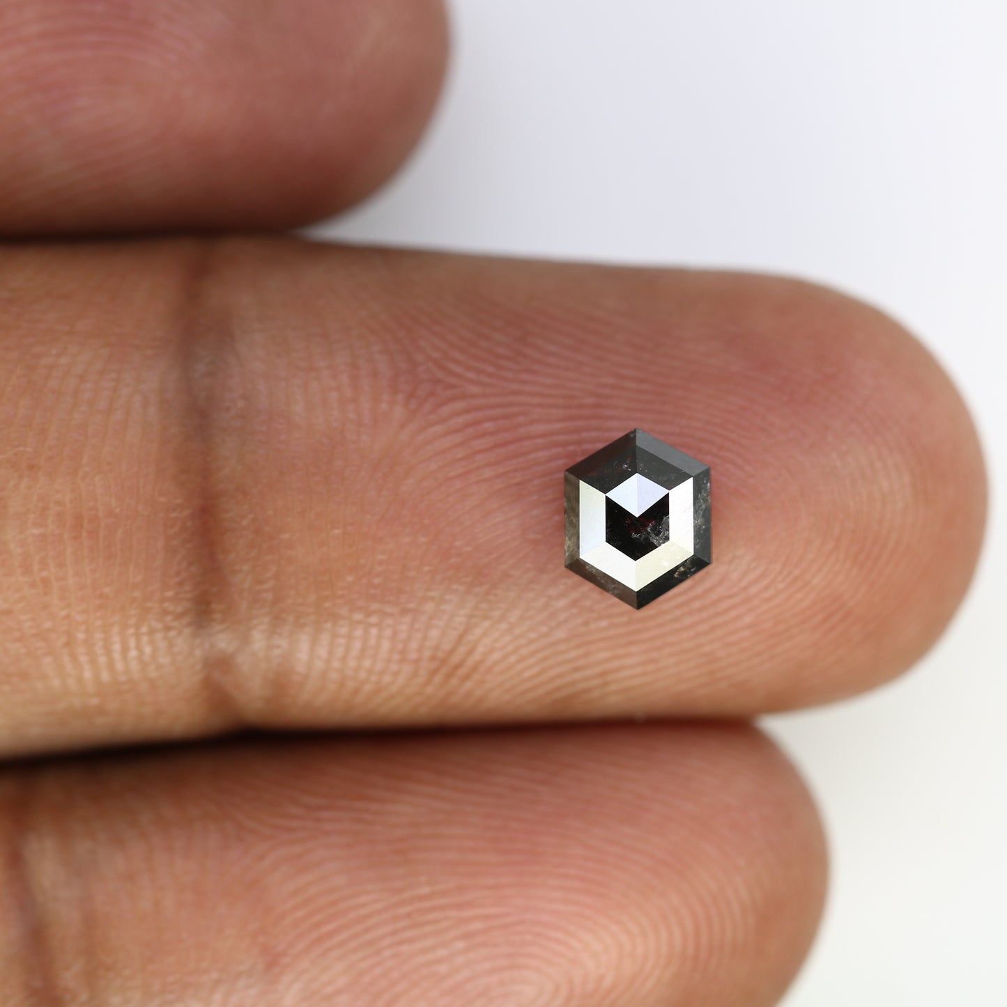 0.99 CT Salt And Pepper 6.60 MM Hexagon Shape Loose Diamond For Wedding Ring - JayKrishna Diamond