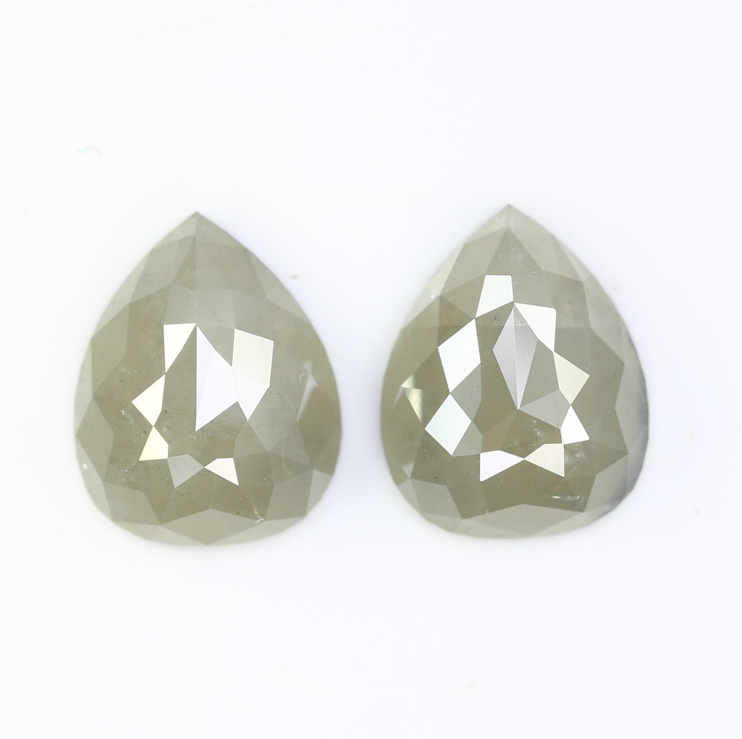 2.71 CT 8.50 MM Natural Grey Pear Shape Loose Pair Diamond For Earring - JayKrishna Diamond