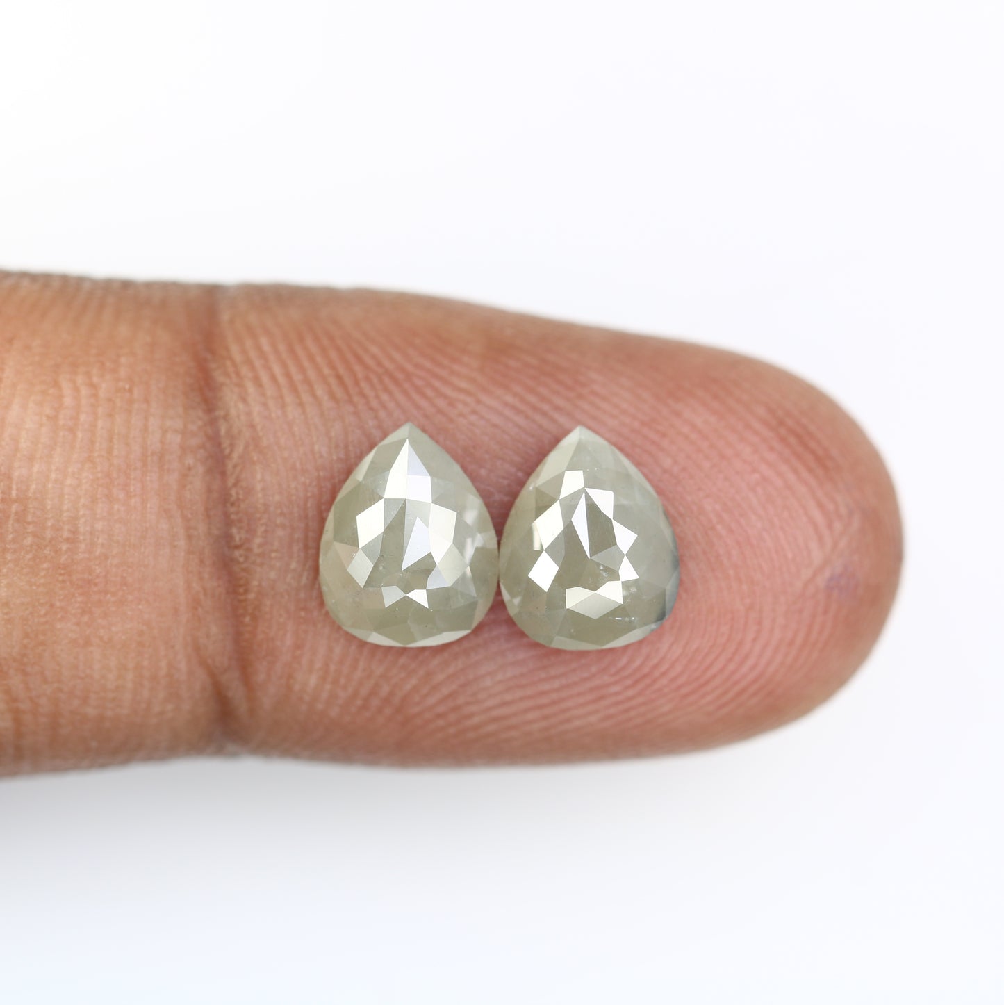 2.71 CT 8.50 MM Natural Grey Pear Shape Loose Pair Diamond For Earring - JayKrishna Diamond