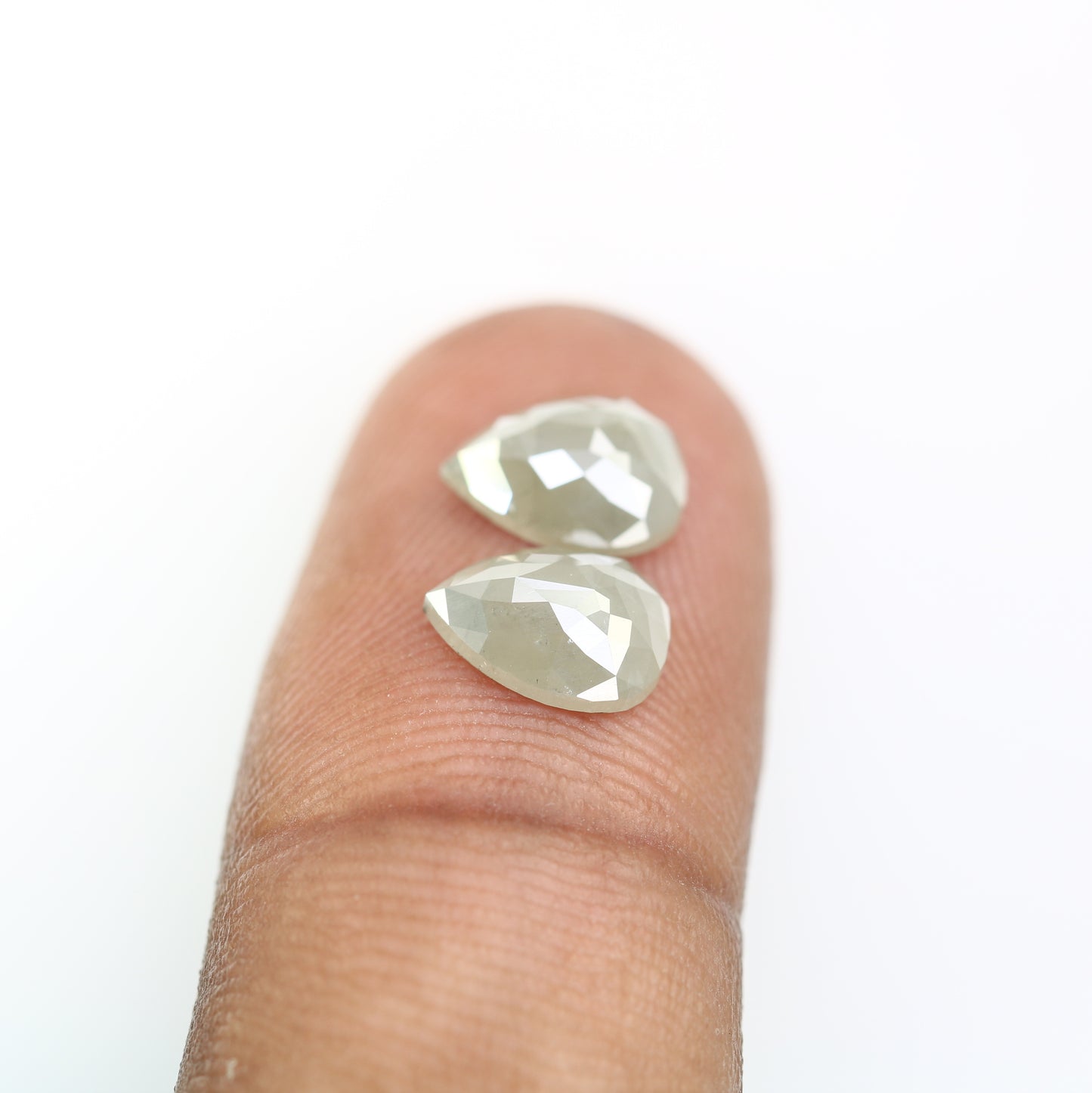 2.71 CT 8.50 MM Natural Grey Pear Shape Loose Pair Diamond For Earring - JayKrishna Diamond