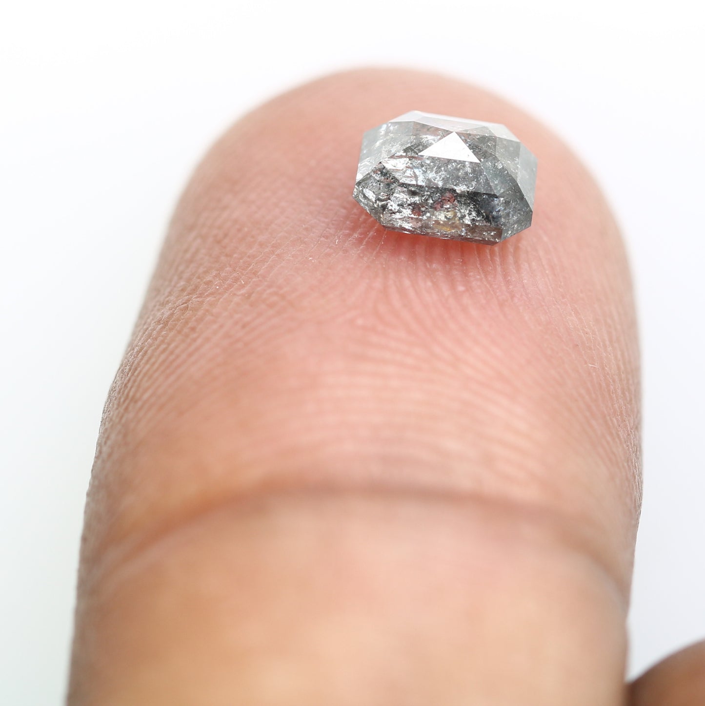 0.99 CT 5.80 MM Salt And Pepper Emerald Shape Diamond For Engagement Ring - JayKrishna Diamond