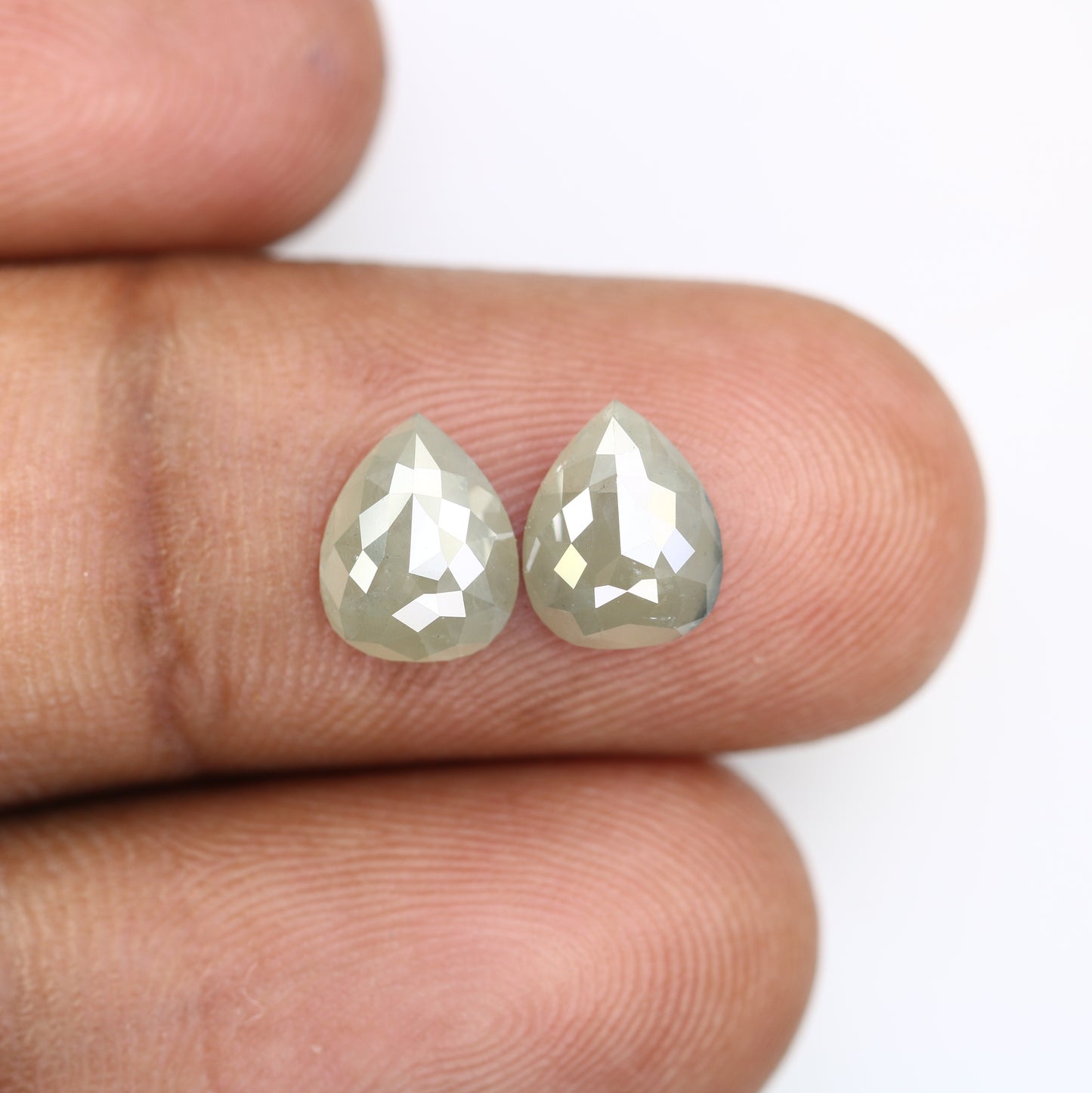 2.71 CT 8.50 MM Natural Grey Pear Shape Loose Pair Diamond For Earring - JayKrishna Diamond