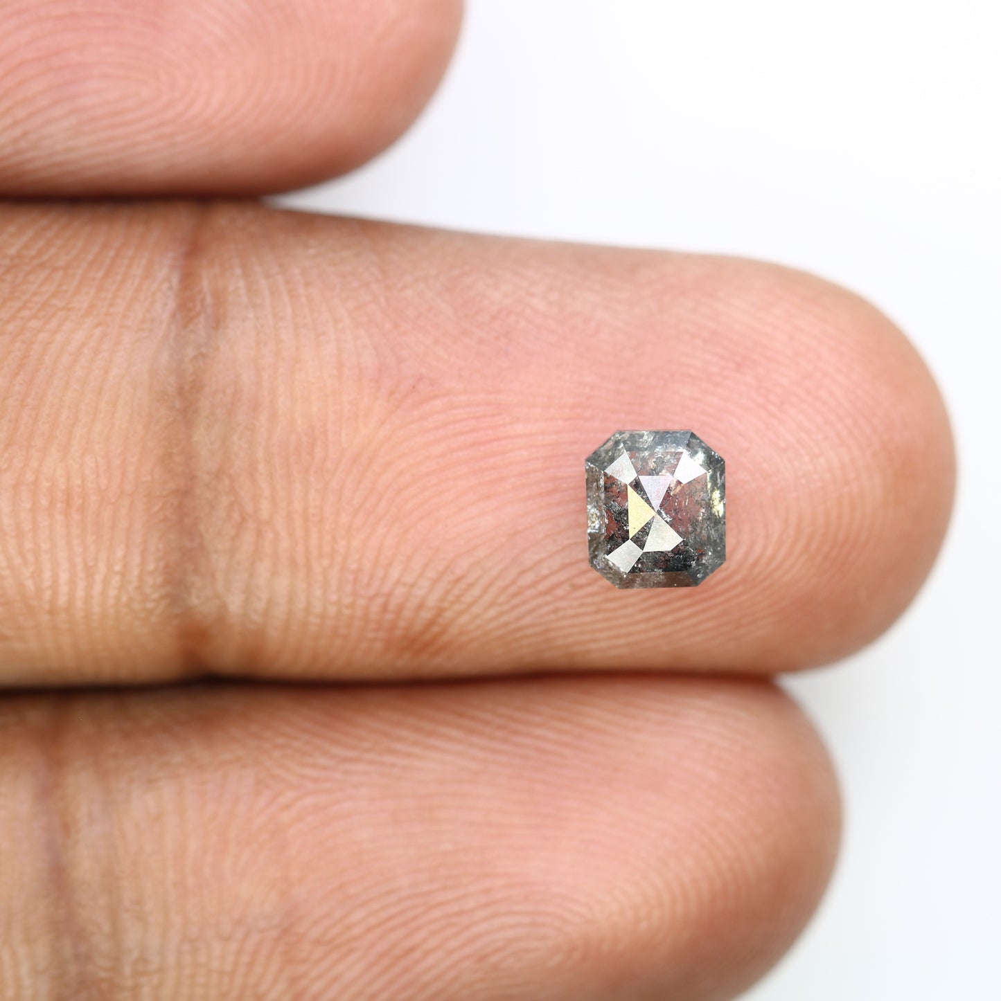 0.99 CT 5.80 MM Salt And Pepper Emerald Shape Diamond For Engagement Ring - JayKrishna Diamond