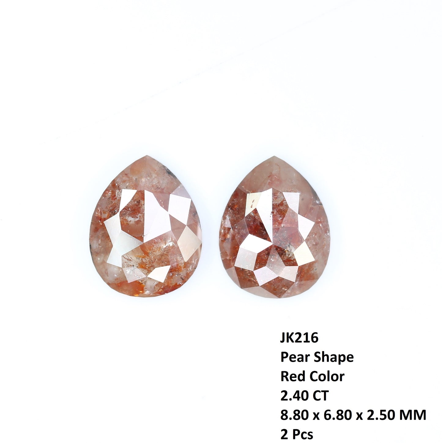 2.40 CT 8.80 MM Pear Shape Reddish Pair Diamond For Earrings - JayKrishna Diamond