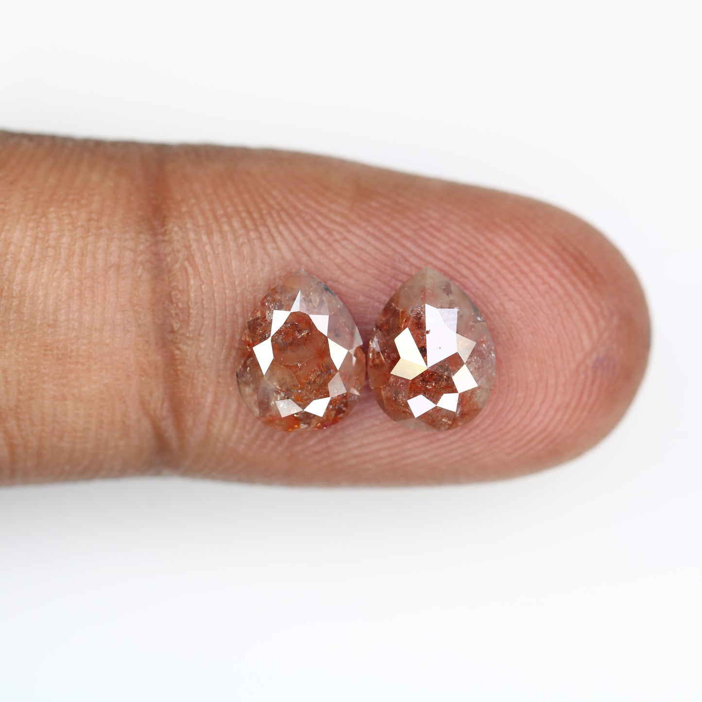 2.40 CT 8.80 MM Pear Shape Reddish Pair Diamond For Earrings - JayKrishna Diamond