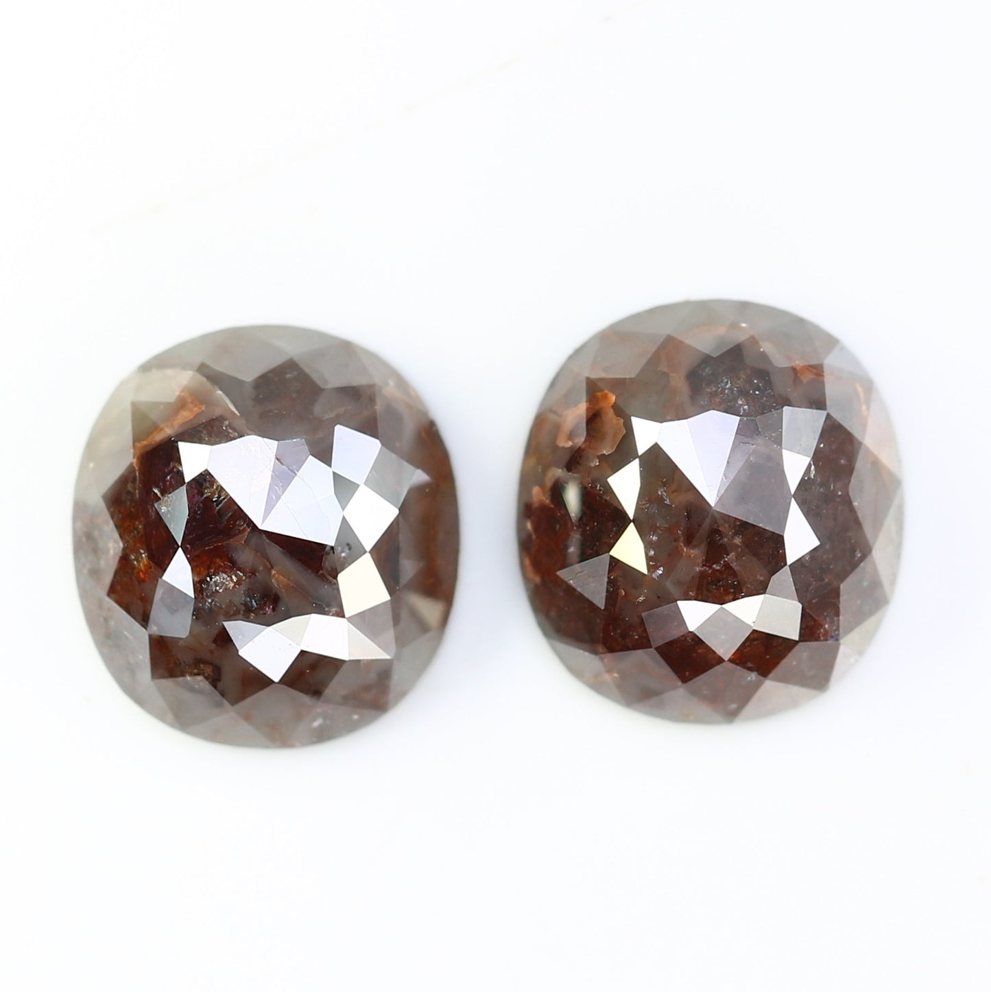 2.48 CT 7.20 MM Brown Oval Shape Natural Pair Diamond For Earring - JayKrishna Diamond
