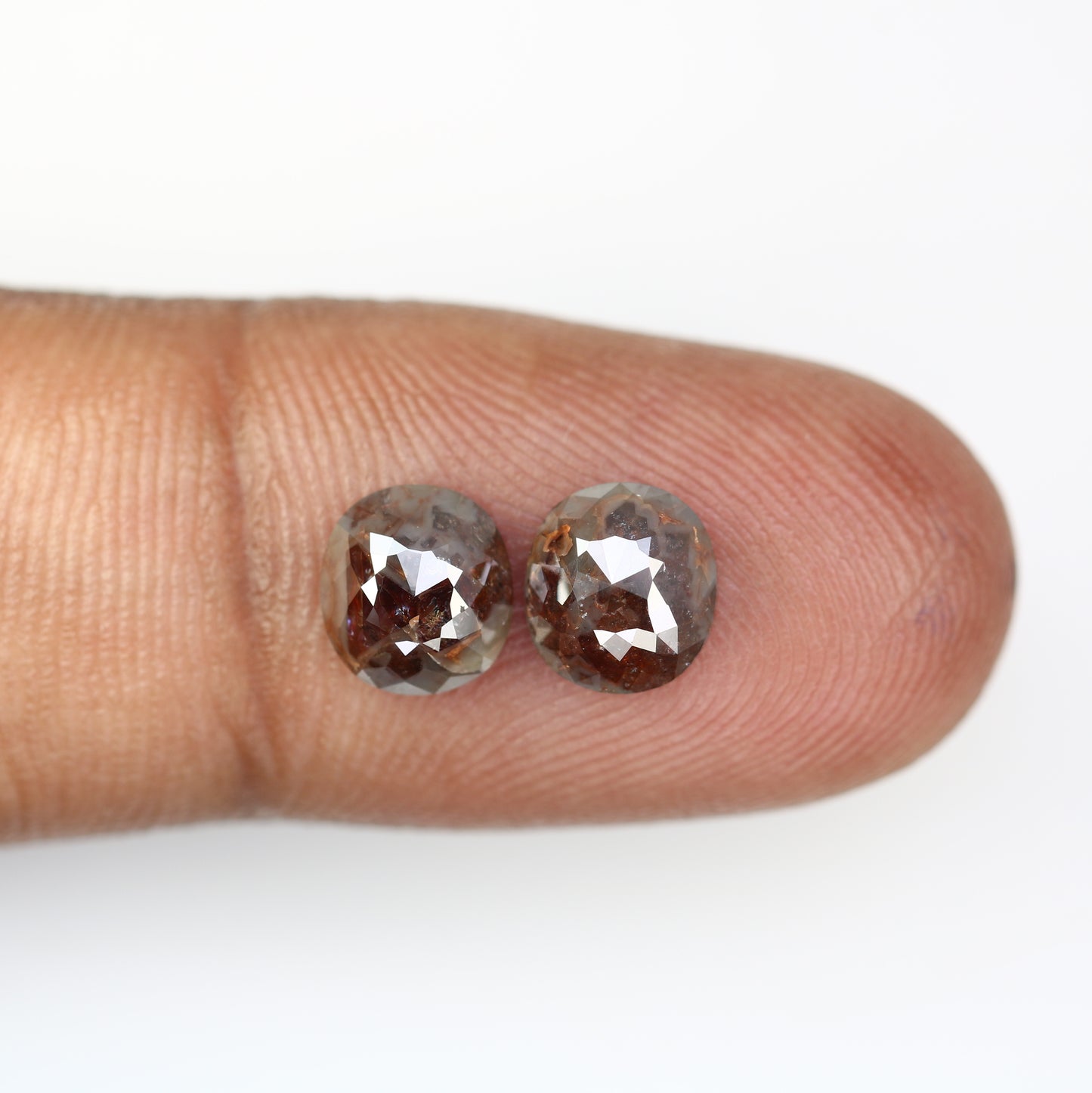 2.48 CT 7.20 MM Brown Oval Shape Natural Pair Diamond For Earring - JayKrishna Diamond