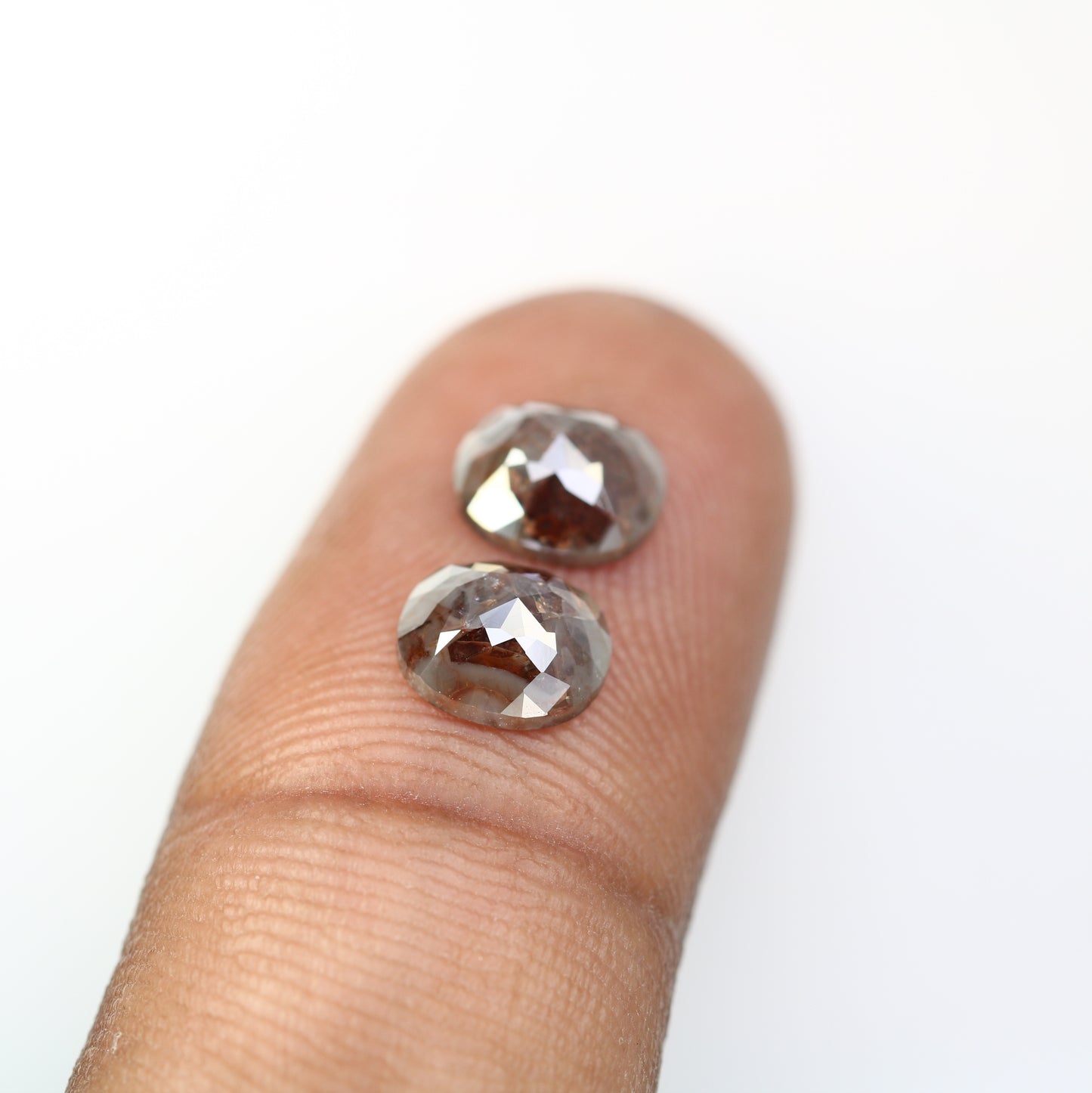 2.48 CT 7.20 MM Brown Oval Shape Natural Pair Diamond For Earring - JayKrishna Diamond