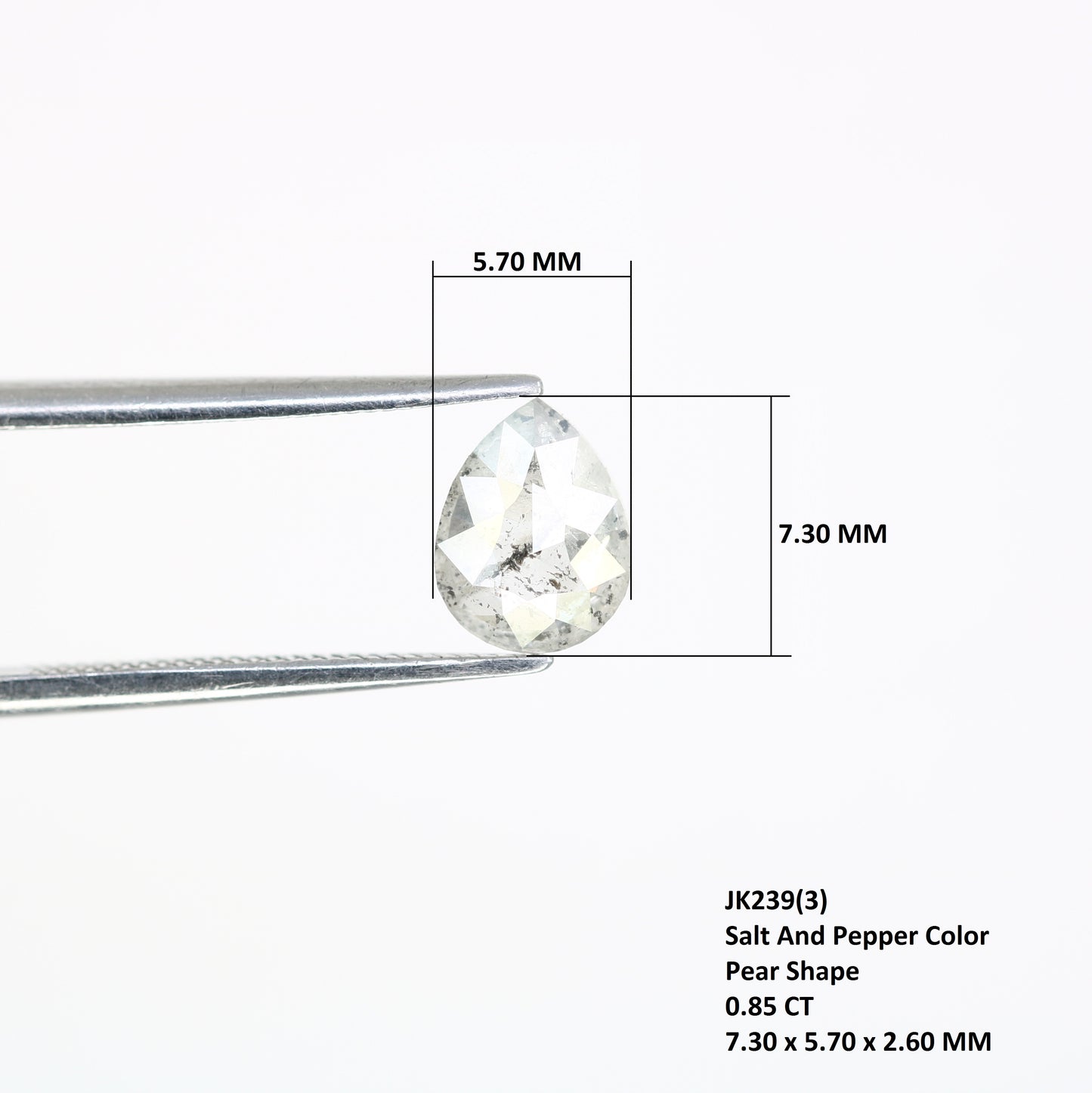 Pear Shape 0.85 CT Natural Salt And Pepper Loose Diamond For Engagement Ring - JayKrishna Diamond