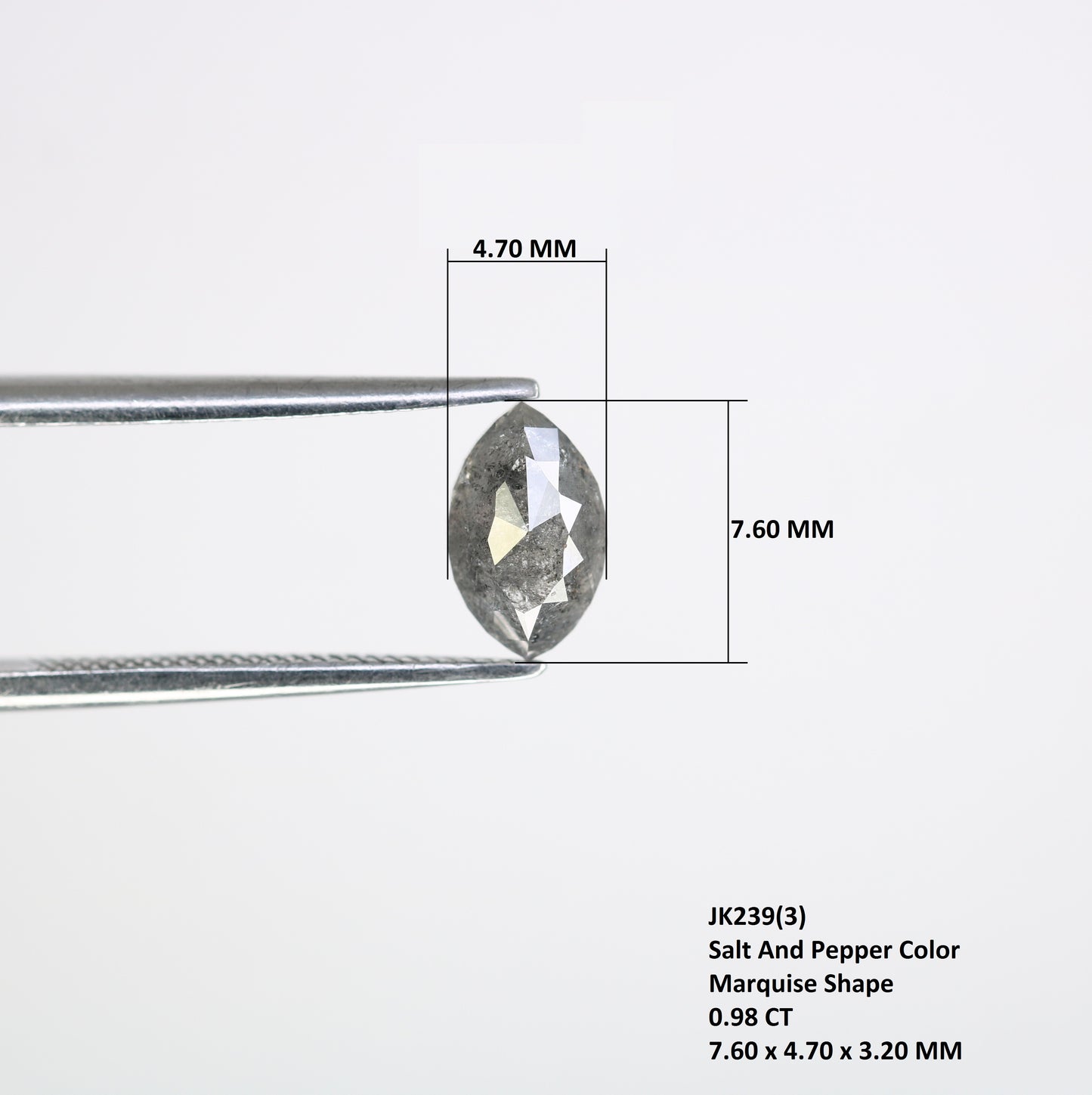 0.98 CT 7.60 MM Marquise Shape Salt And Pepper Diamond For Engagement Ring - JayKrishna Diamond