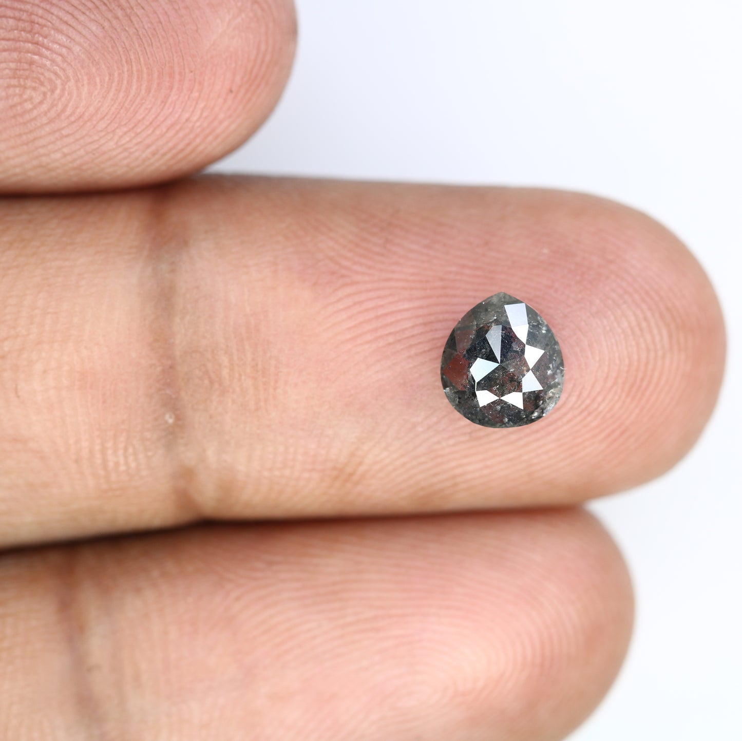 1.15 CT Salt And Pepper 7.00 MM Pear Shape Diamond For Engagement Ring - JayKrishna Diamond