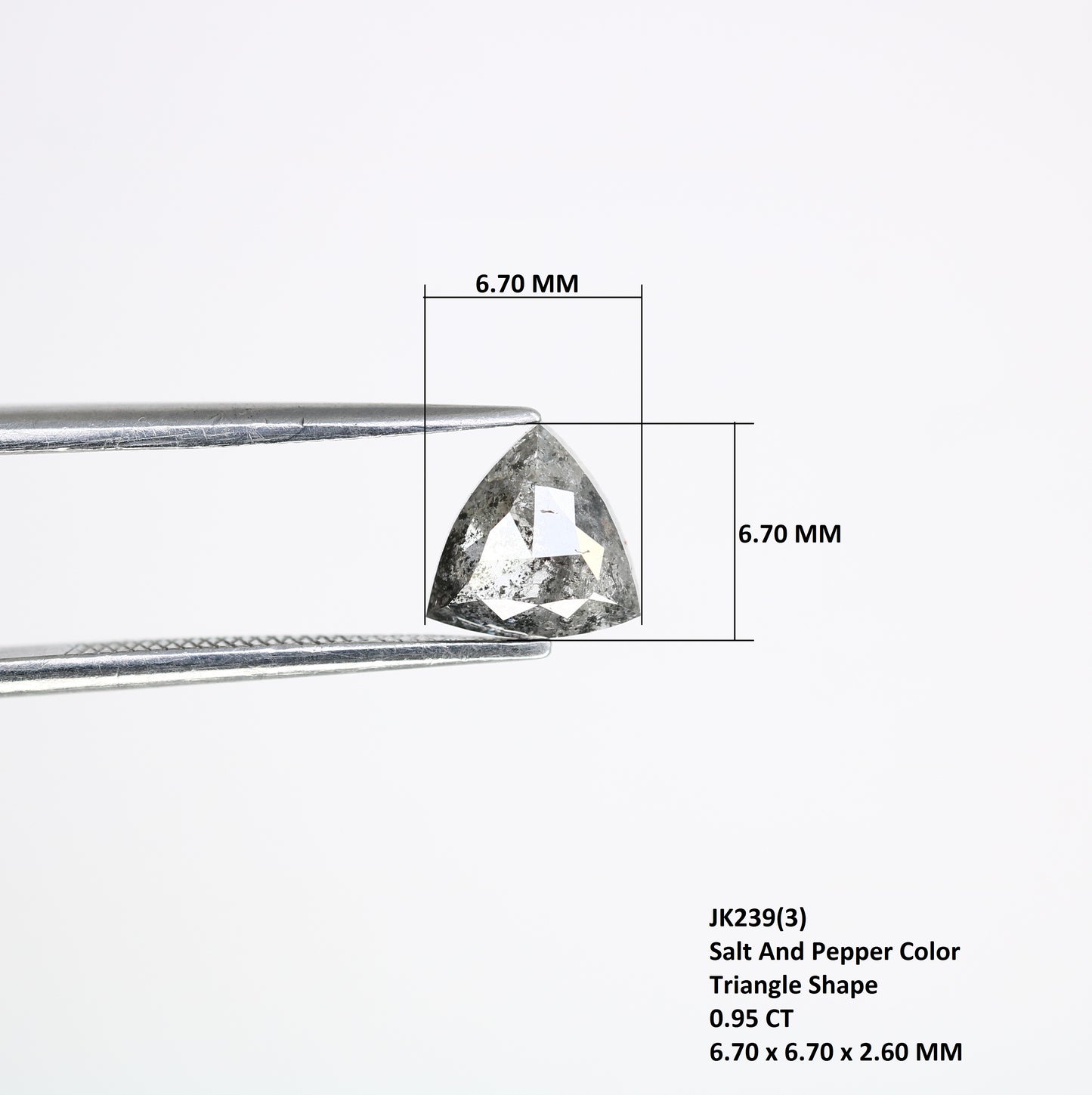 0.95 CT Triangle Shape Salt And Pepper 6.70 MM Diamond For Galaxy Ring - JayKrishna Diamond
