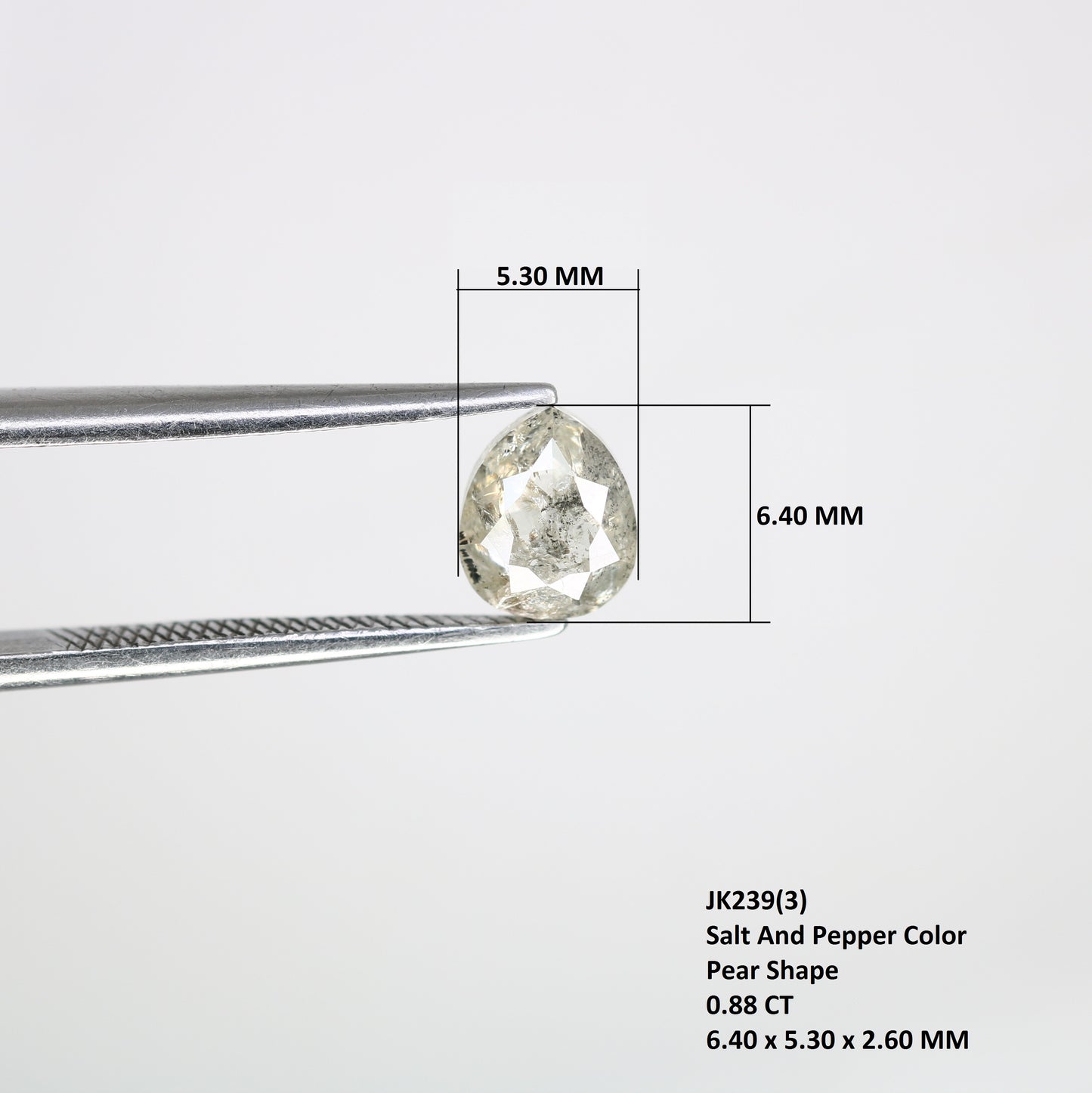 0.88 CT Pear Shape 6.40 MM Salt And Pepper Diamond For Engagement Ring - JayKrishna Diamond