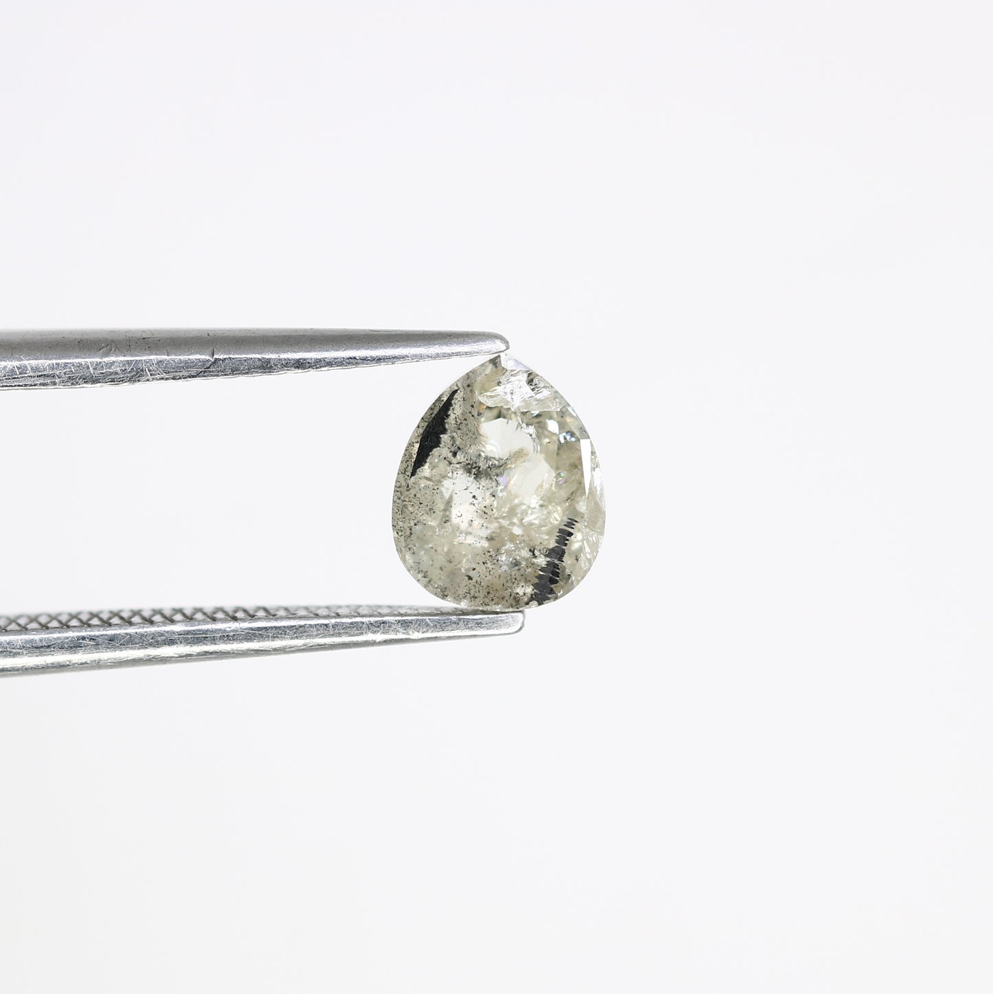 0.88 CT Pear Shape 6.40 MM Salt And Pepper Diamond For Engagement Ring - JayKrishna Diamond