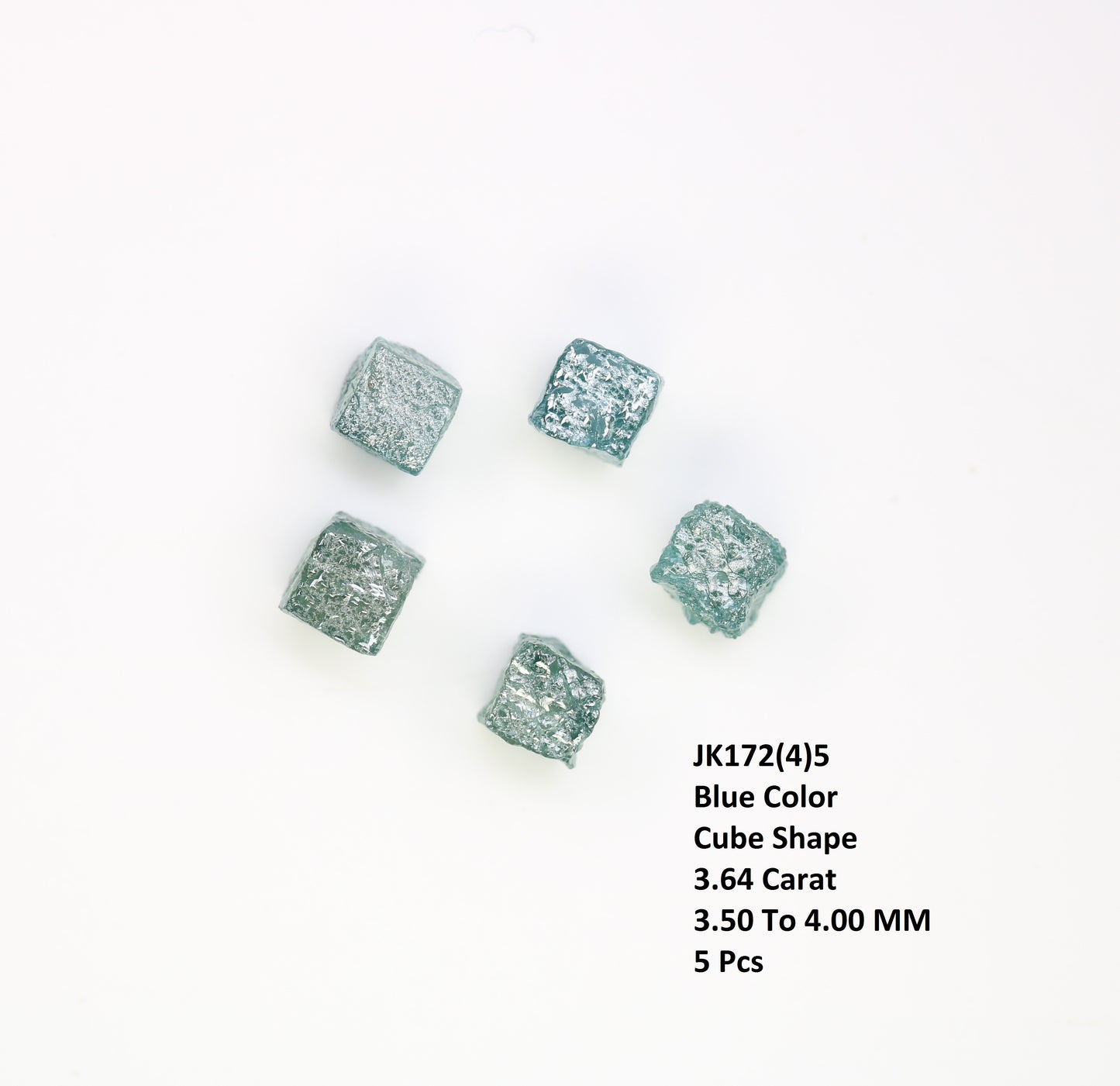 3.64 CT Blue Rough Uncut Cube Raw Diamond For Engagement Ring - JayKrishna Diamond