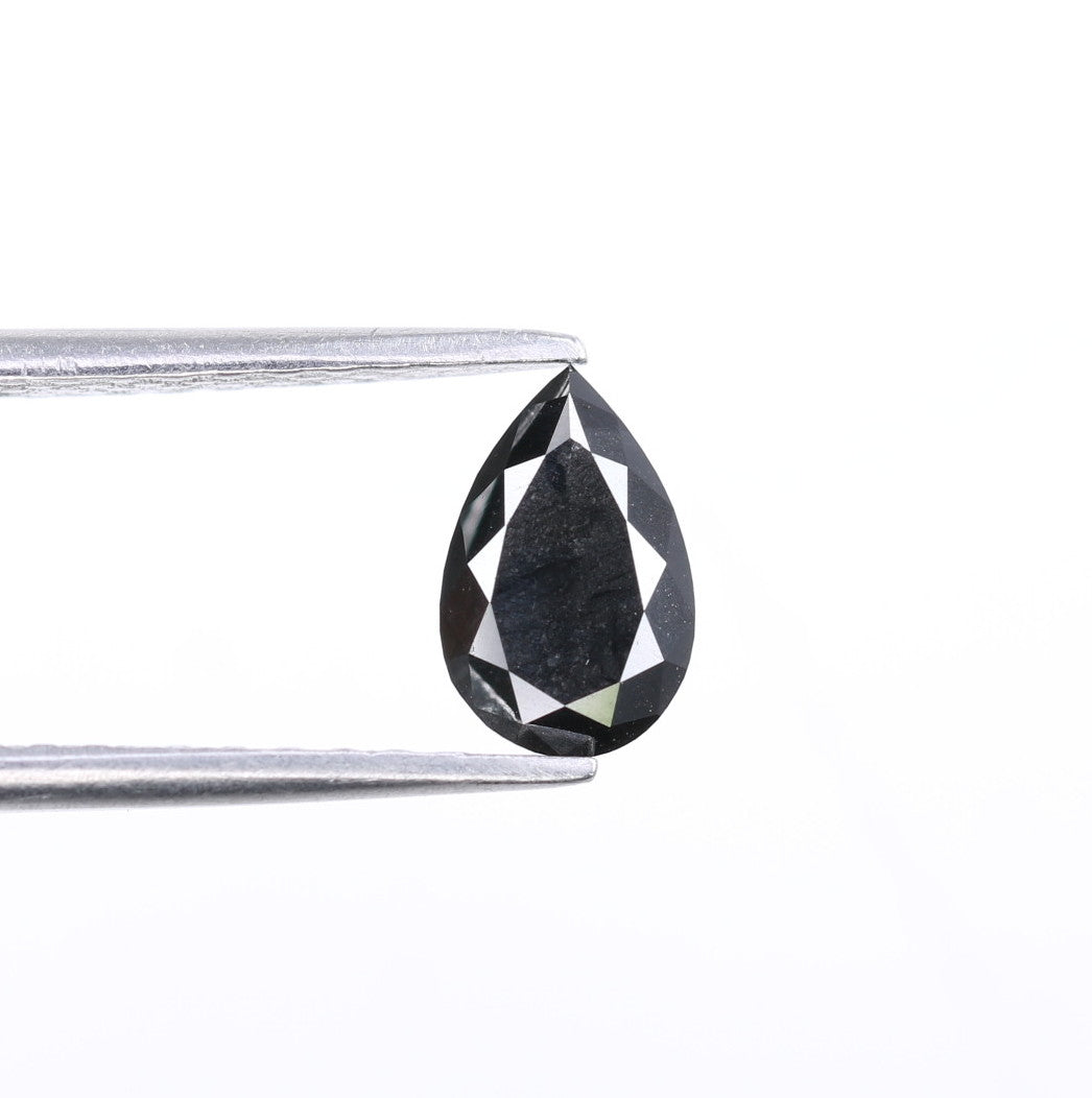 0.90 CT Pear Shape Treated Black Fancy Cut Diamond For Wedding Ring - JayKrishna Diamond