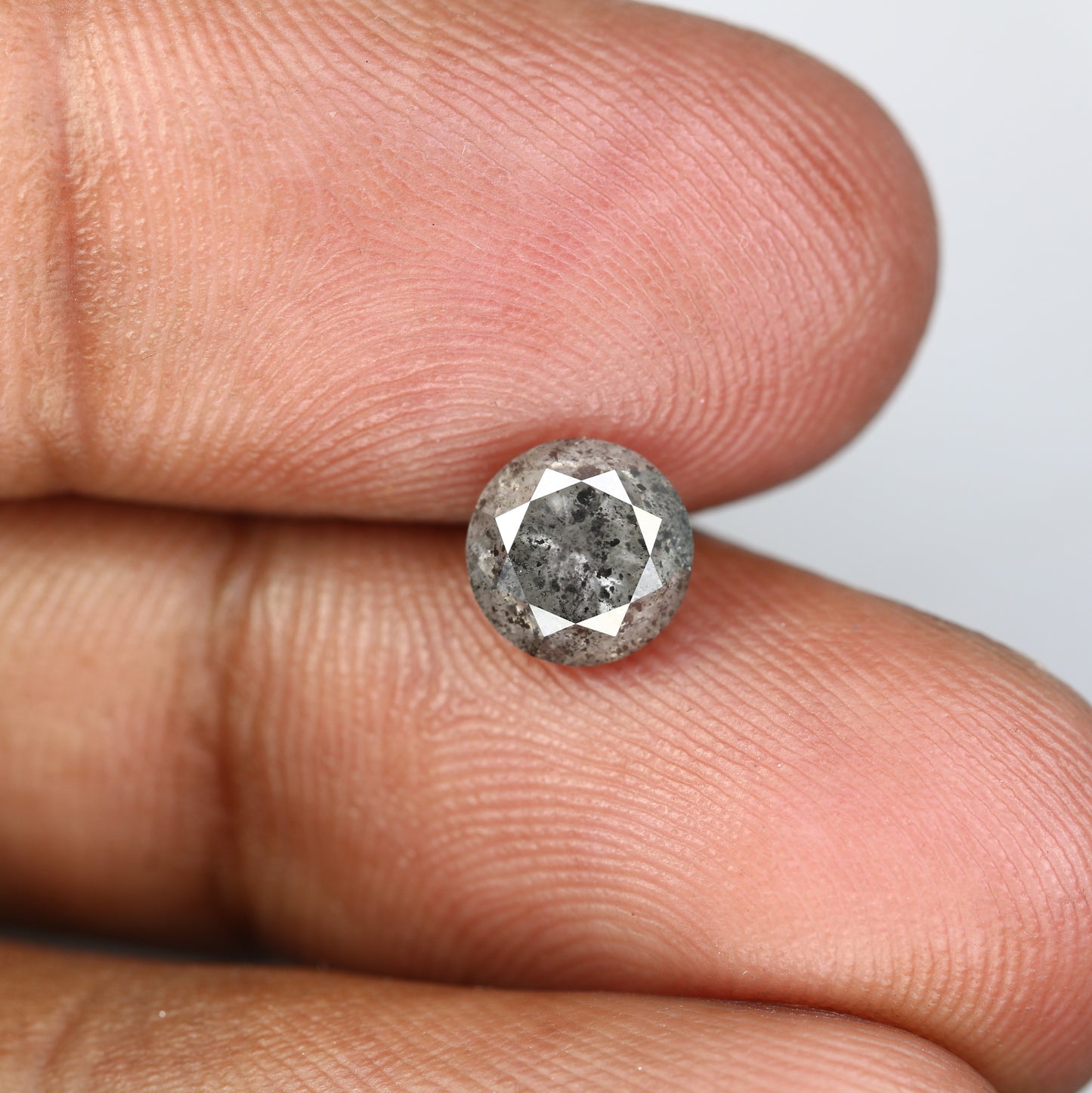 1.63 CT Round Brilliant Cut Salt And Pepper Diamond For Engagement Ring - JayKrishna Diamond