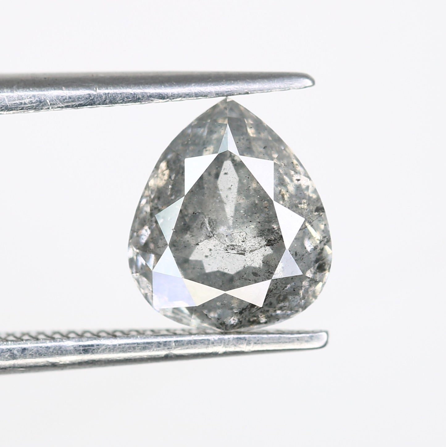 1.62 CT Pear Shape Salt And Pepper Diamond For Engagement Ring - JayKrishna Diamond