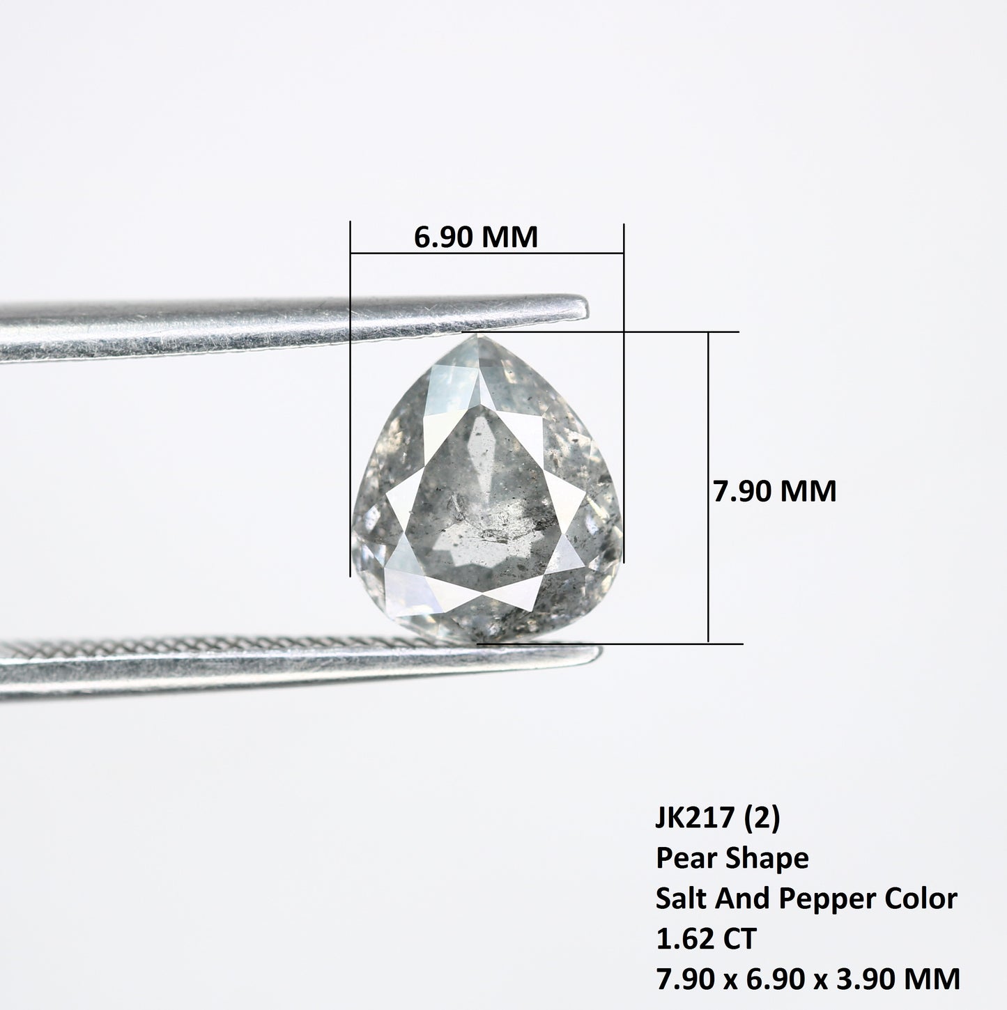 1.62 CT Pear Shape Salt And Pepper Diamond For Engagement Ring - JayKrishna Diamond